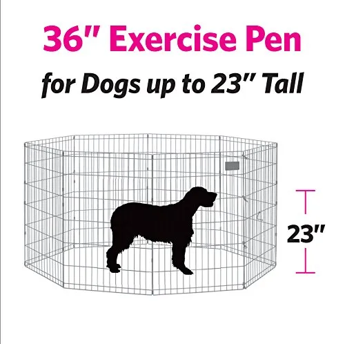 MidWest Homes for Pets 544-36, Recinto per animali in metallo, pieghevole, con porta e picchetti, offre 1,5 metri di spazio per giocare e muoversi, 91 cm di altezza, oro zinco - immagine 7