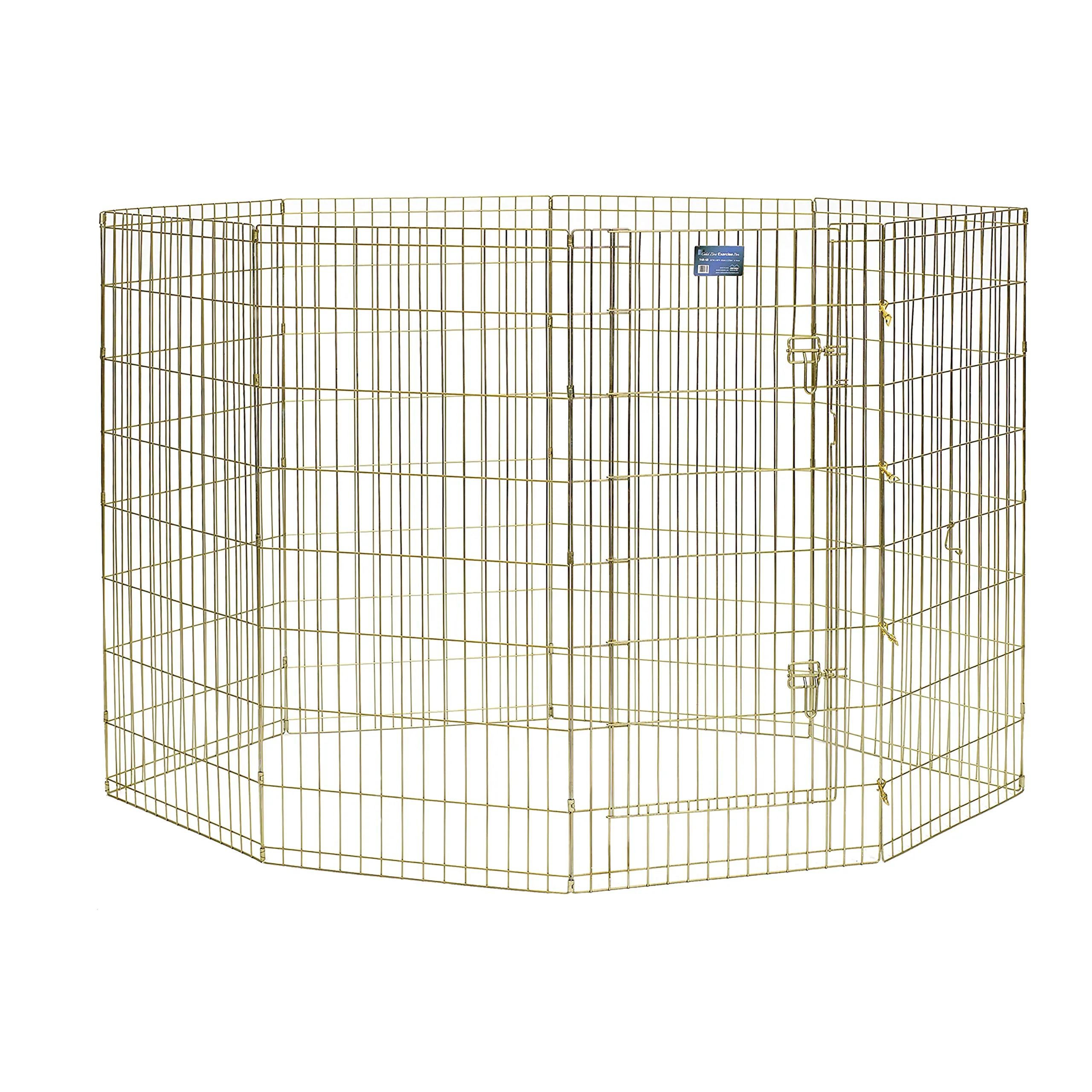 MidWest Homes for Pets 548-48, Recinto per animali in metallo, pieghevole, con porta e picchetti, offre 1,5 metri di spazio per giocare e muoversi, 122 cm di altezza, oro zinco - immagine 2