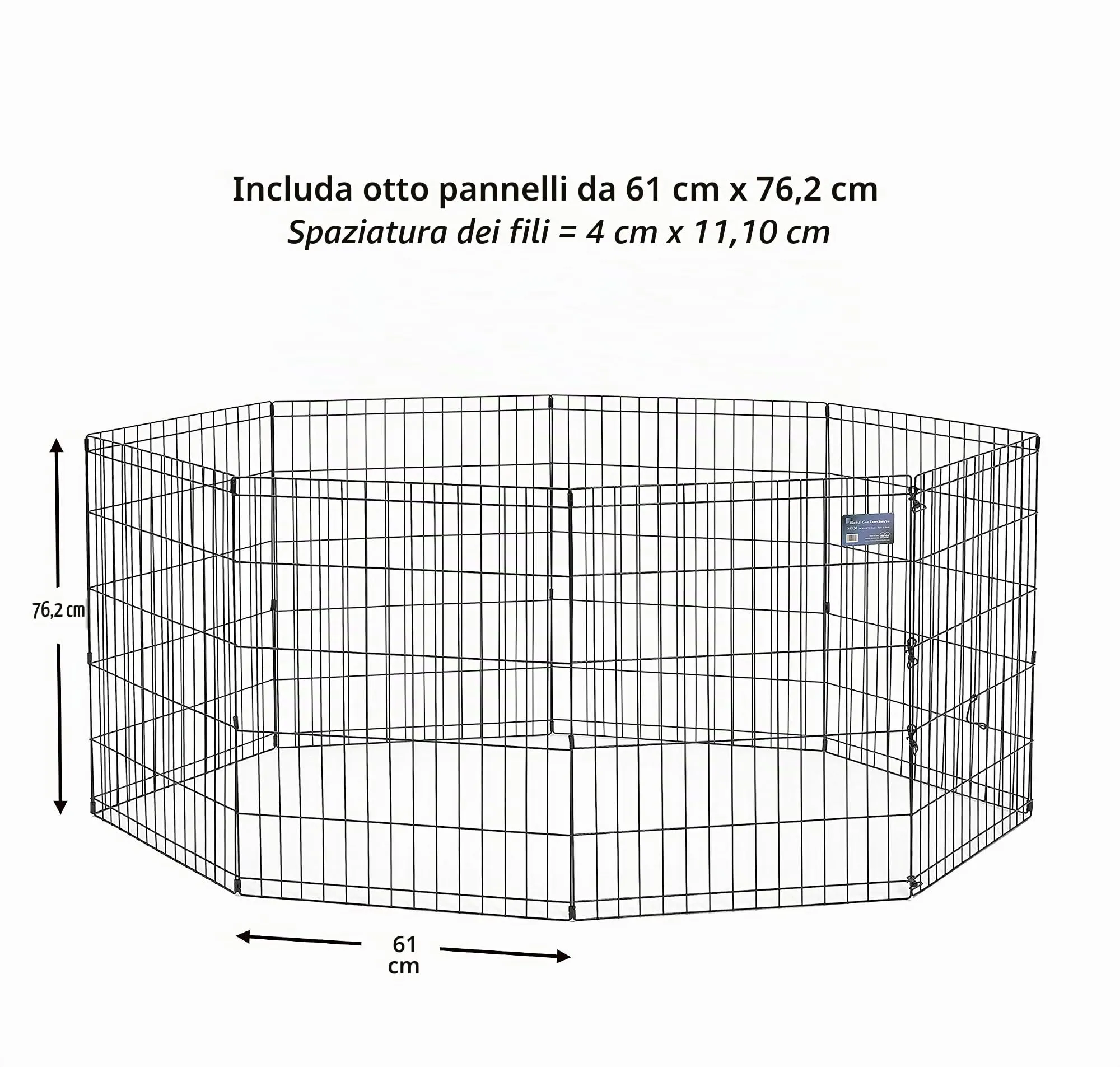 MidWest Homes for Pets, Recinto per animali in metallo, pieghevole, senza porta, con picchetti e rivestimento per elettrodeposizione nero, offre 1,5 metri di spazio per giocare, 76 cm di altezza - immagine 7