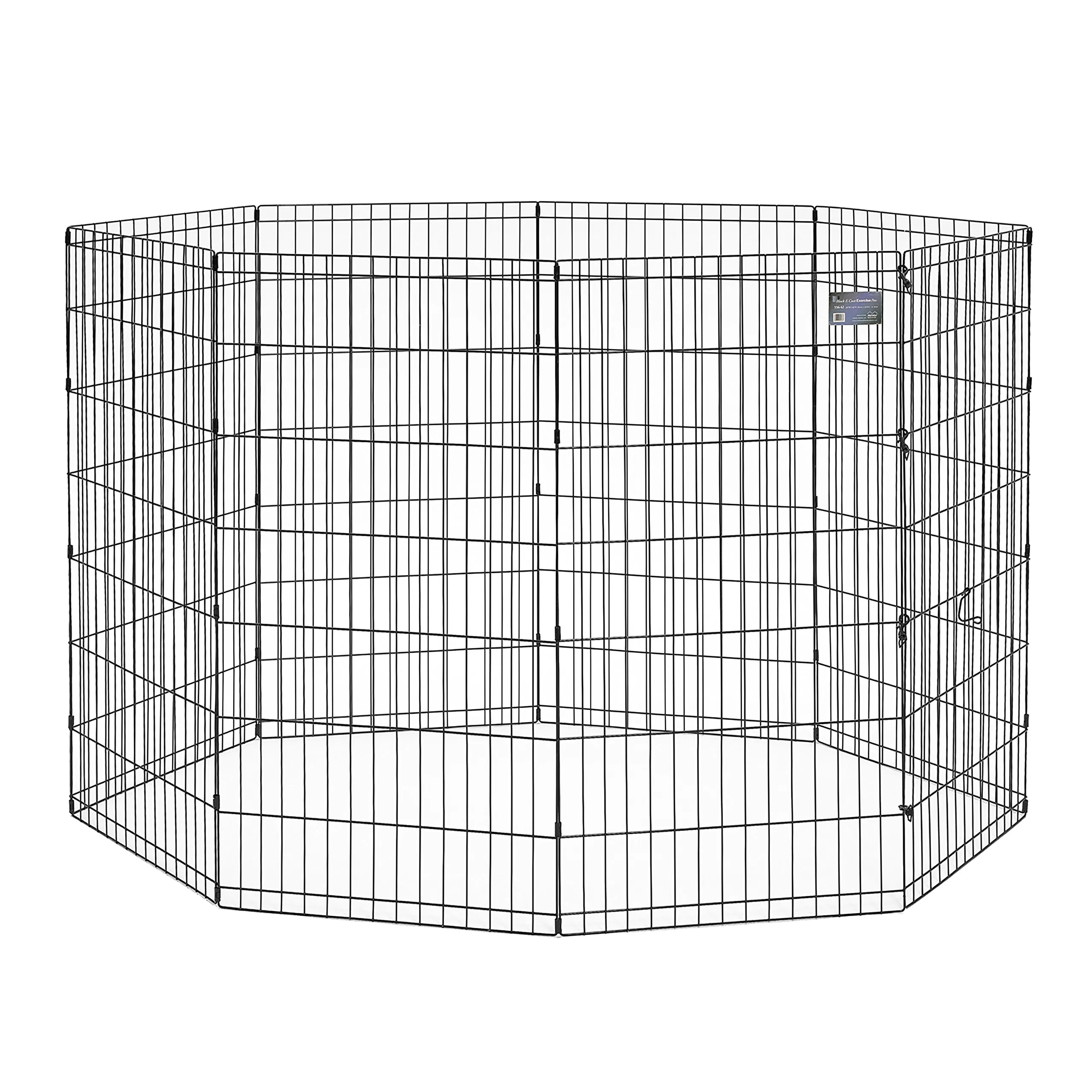MidWest Homes for Pets, Recinto per animali in metallo, pieghevole, senza porta, con picchetti e rivestimento per elettrodeposizione nero, offre 1,5 metri di spazio per giocare, 122 cm di altezza - immagine 3