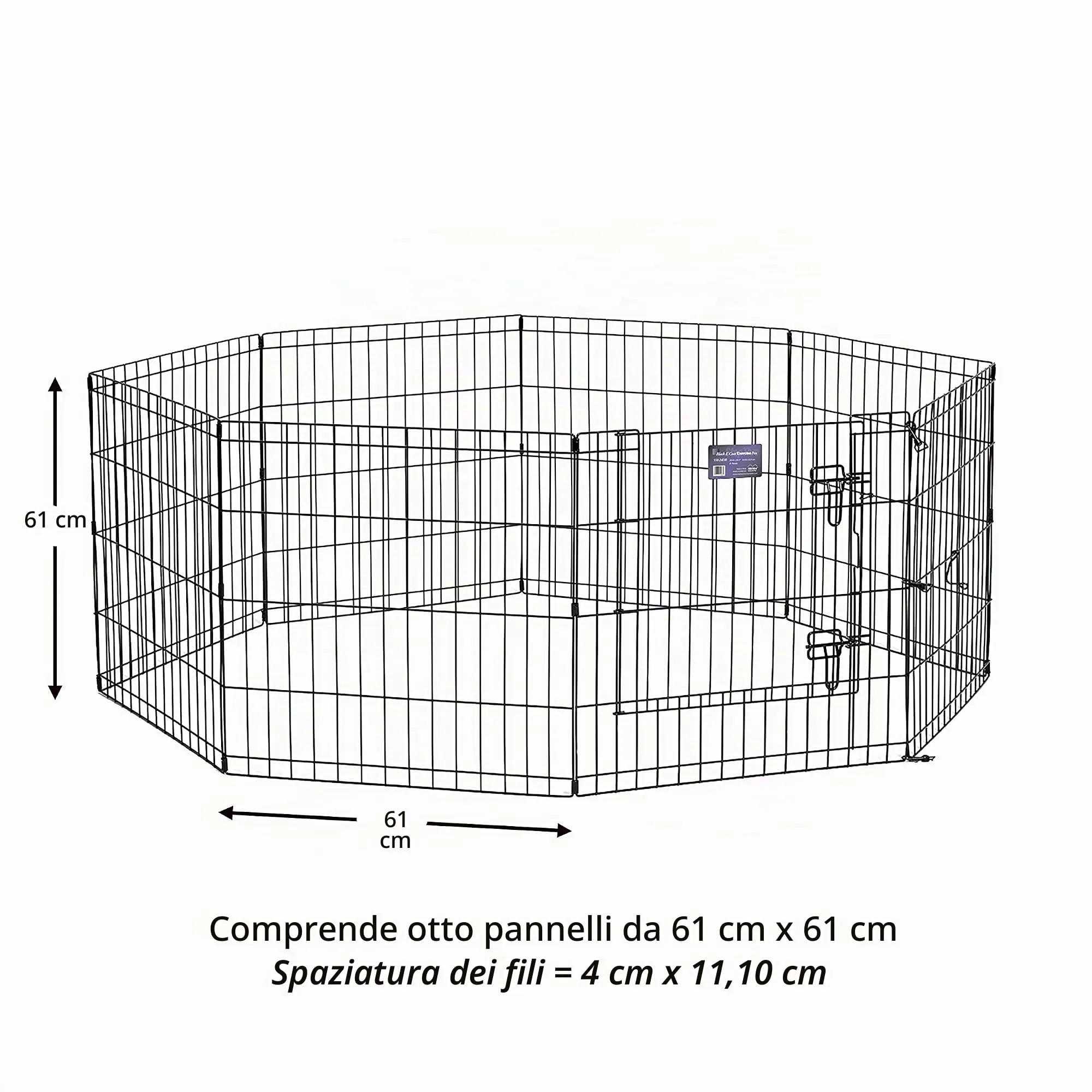 MidWest Homes for Pets, Recinto per animali in metallo, pieghevole, con porta, picchetti e rivestimento per elettrodeposizione nero, offre 1,5 metri di spazio per giocare, 61 cm di altezza - immagine 7