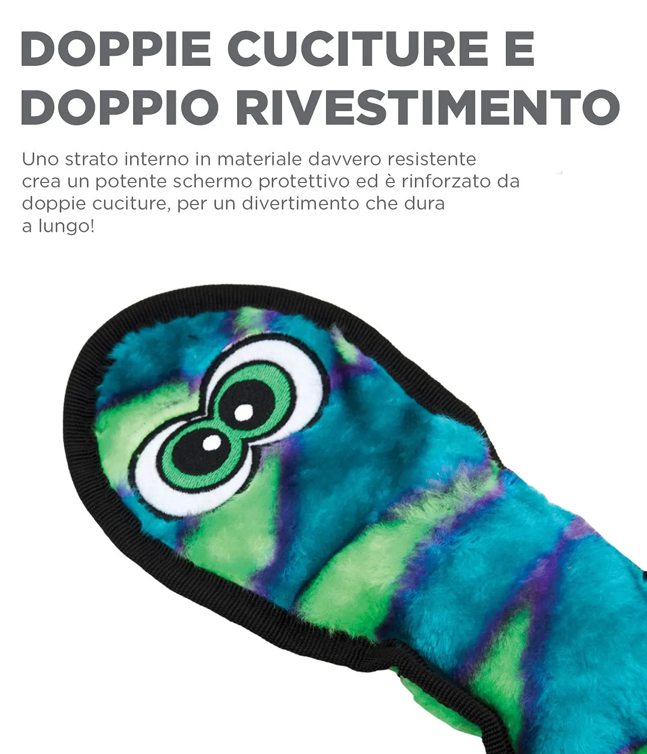 Outward Hound Invincibles - gioco felpato a forma di serpente - per cani - azzurro - L - immagine 4