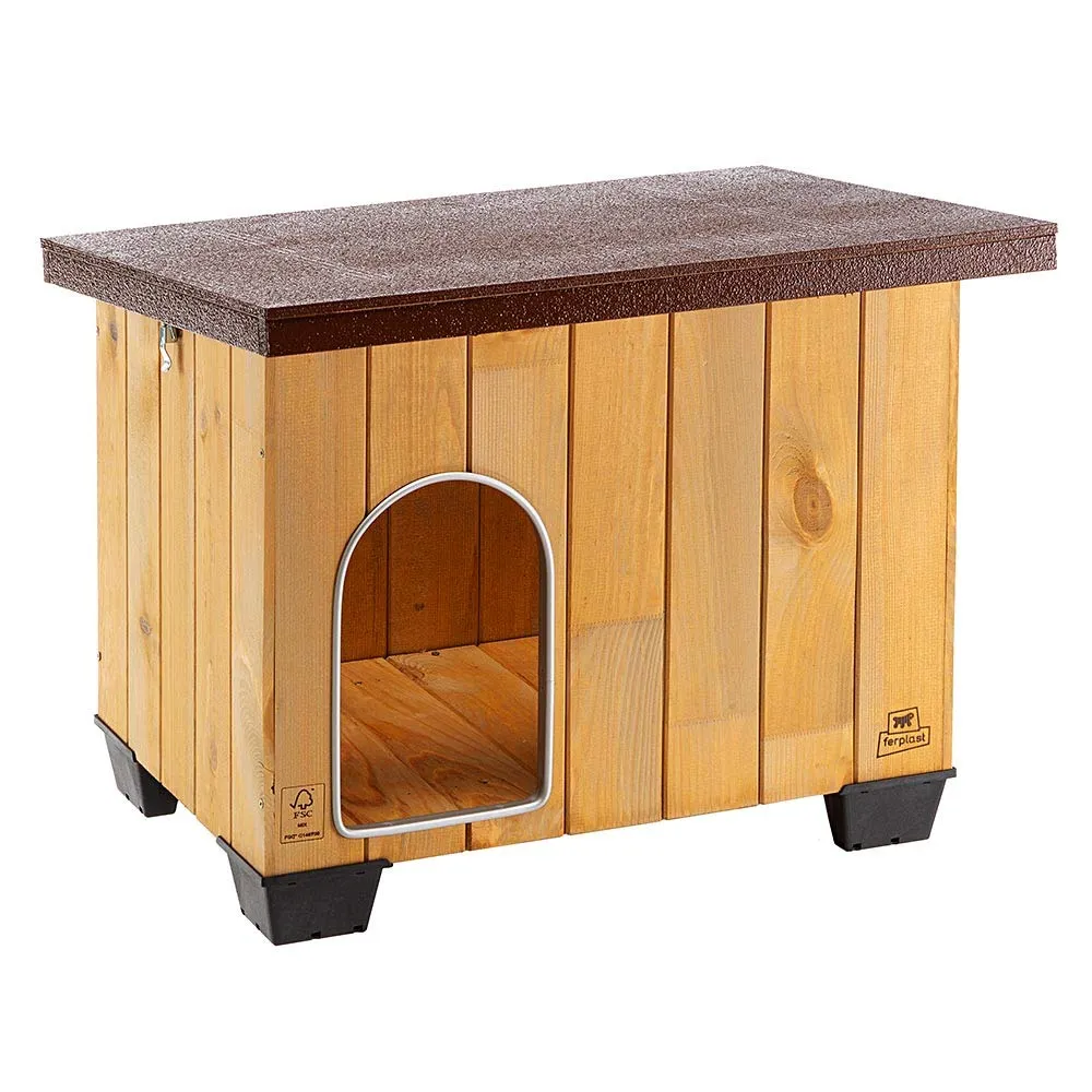 Ferplast BAITA Cuccia Cane da Esterno Legno FSC Premium Tetto Apribile M - immagine 1
