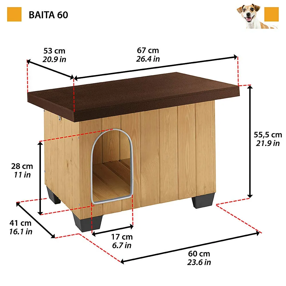 Ferplast BAITA Cuccia Cane da Esterno Legno FSC Premium Tetto Apribile M - immagine 2