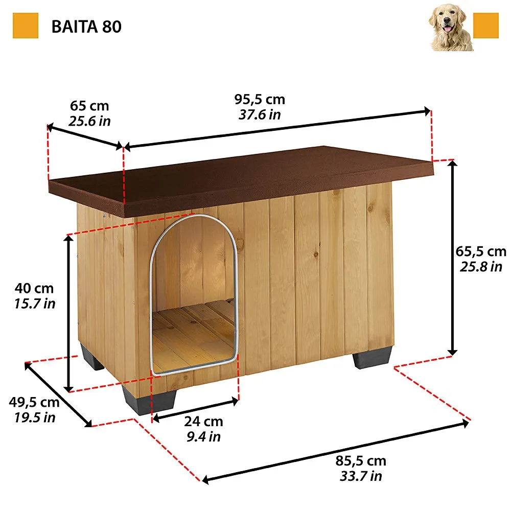Ferplast BAITA Cuccia Cane da Esterno Legno FSC Premium Tetto Apribile L - immagine 2