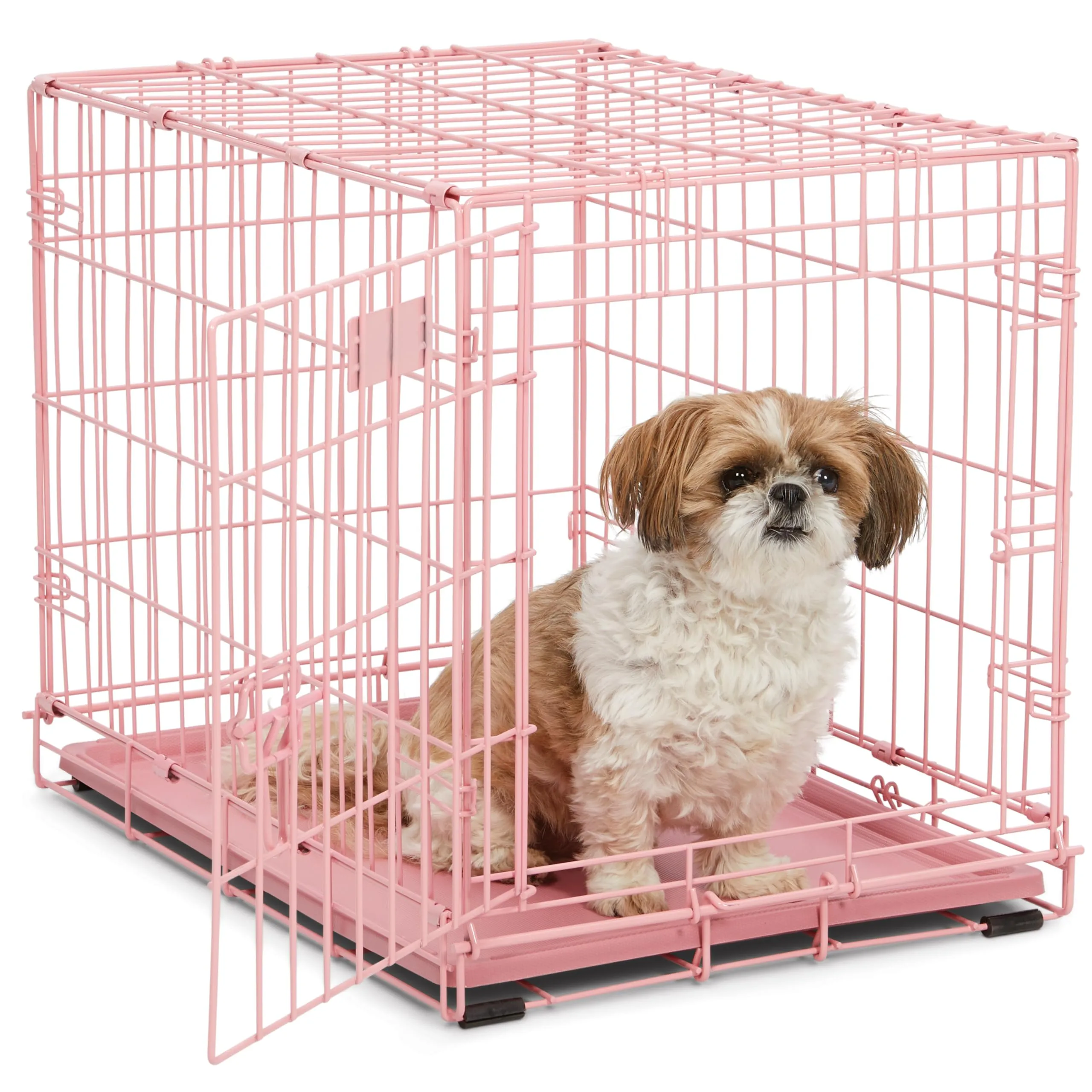 MidWest Homes for Pets Gabbia per cani a porta singola, lunga 60,96 cm, con vaschetta a tenuta stagna, piedini protettivi, pannello divisorio e caratteristiche brevettate, rosa, modello 1524PK - immagine 1
