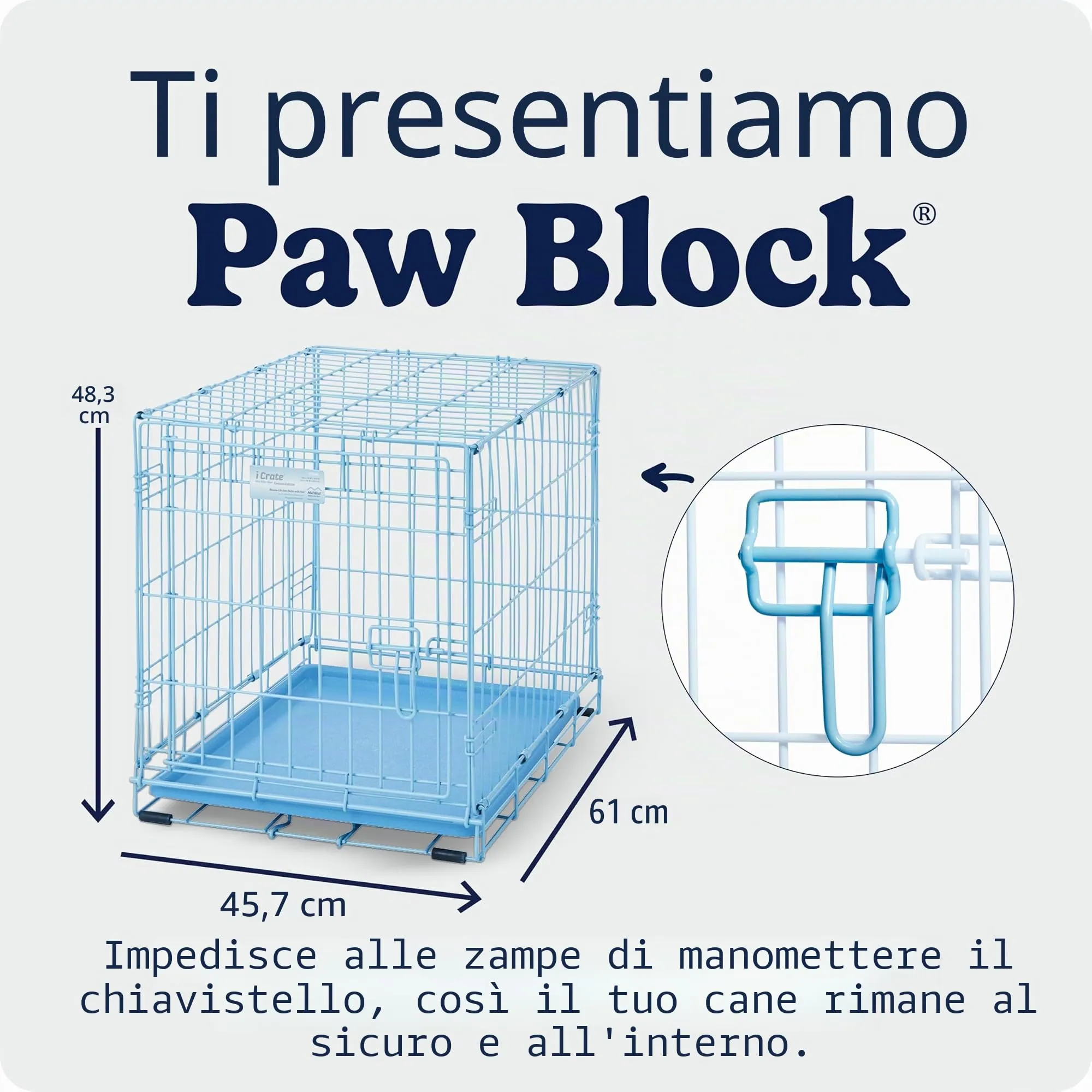 MidWest Homes for Pets 61 cm Blue Fashion iCrate - Gabbia per cani pieghevole, per una maggiore sicurezza, include una padella a prova di perdite, pannello divisorio, maniglia, piedini in gomma - immagine 5