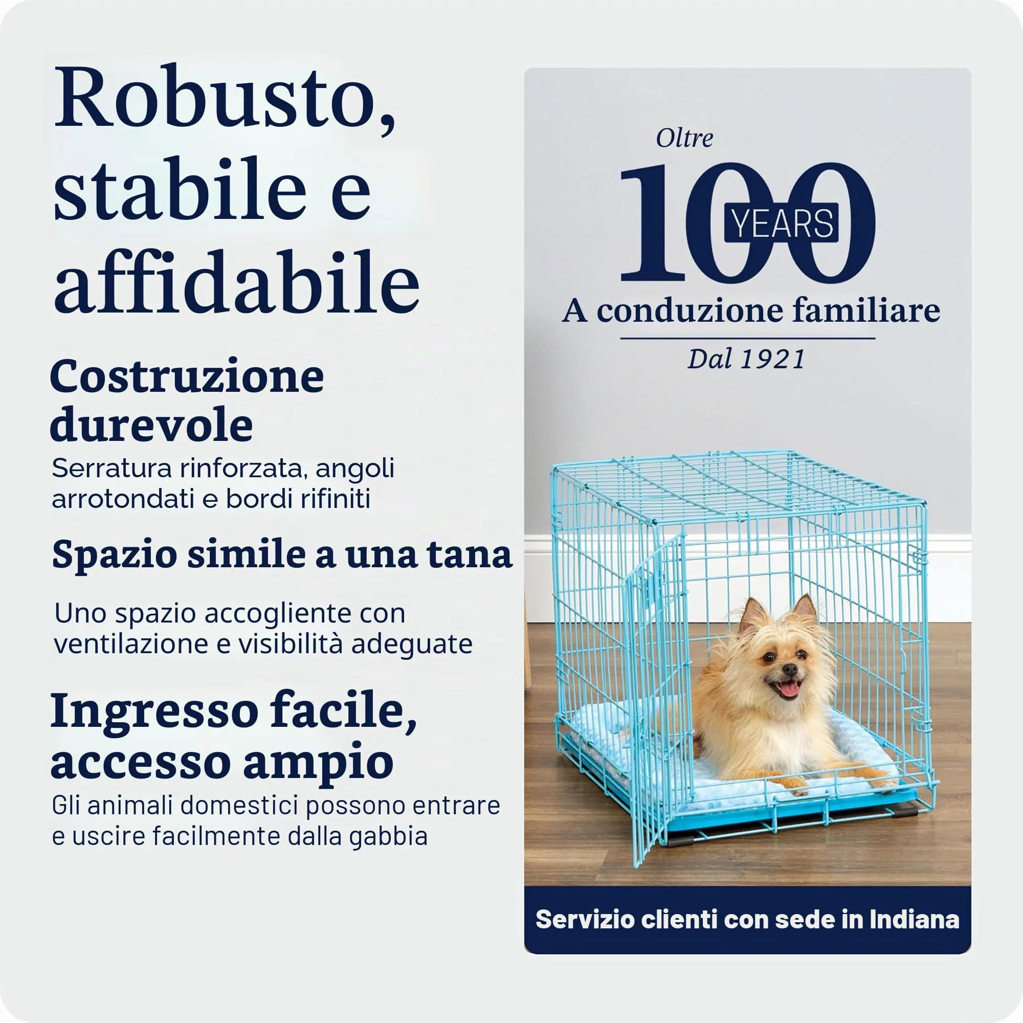 MidWest Homes for Pets 61 cm Blue Fashion iCrate - Gabbia per cani pieghevole, per una maggiore sicurezza, include una padella a prova di perdite, pannello divisorio, maniglia, piedini in gomma - immagine 6