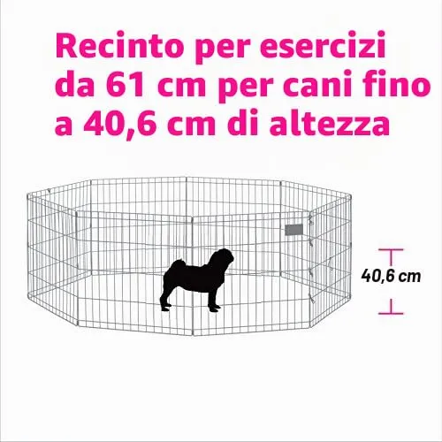 MidWest Homes for Pets, Recinto per animali domestici in metallo, pieghevole, con porta e picchetti per il fissaggio a terra, offre 1,5 metri di spazio per giocare e muoversi, 61 cm di altezza, blu - immagine 5