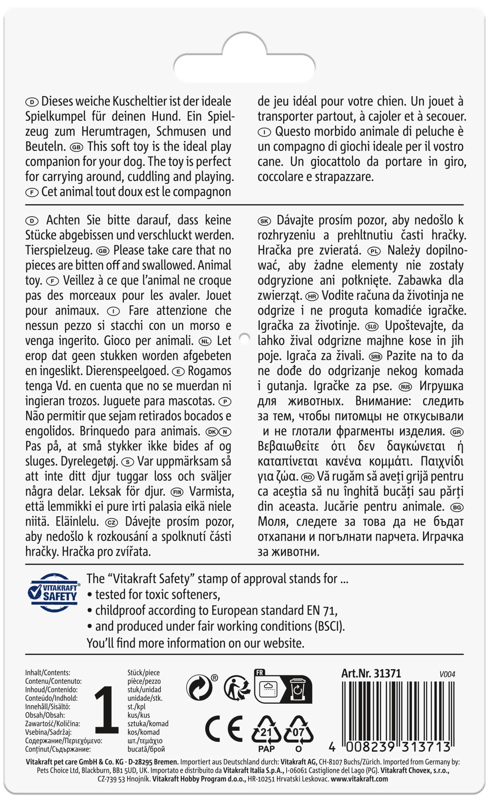 Vitakraft Safari Fenicottero, giocattolo cani, peluche, sonaglio (1 pezzo) - immagine 7