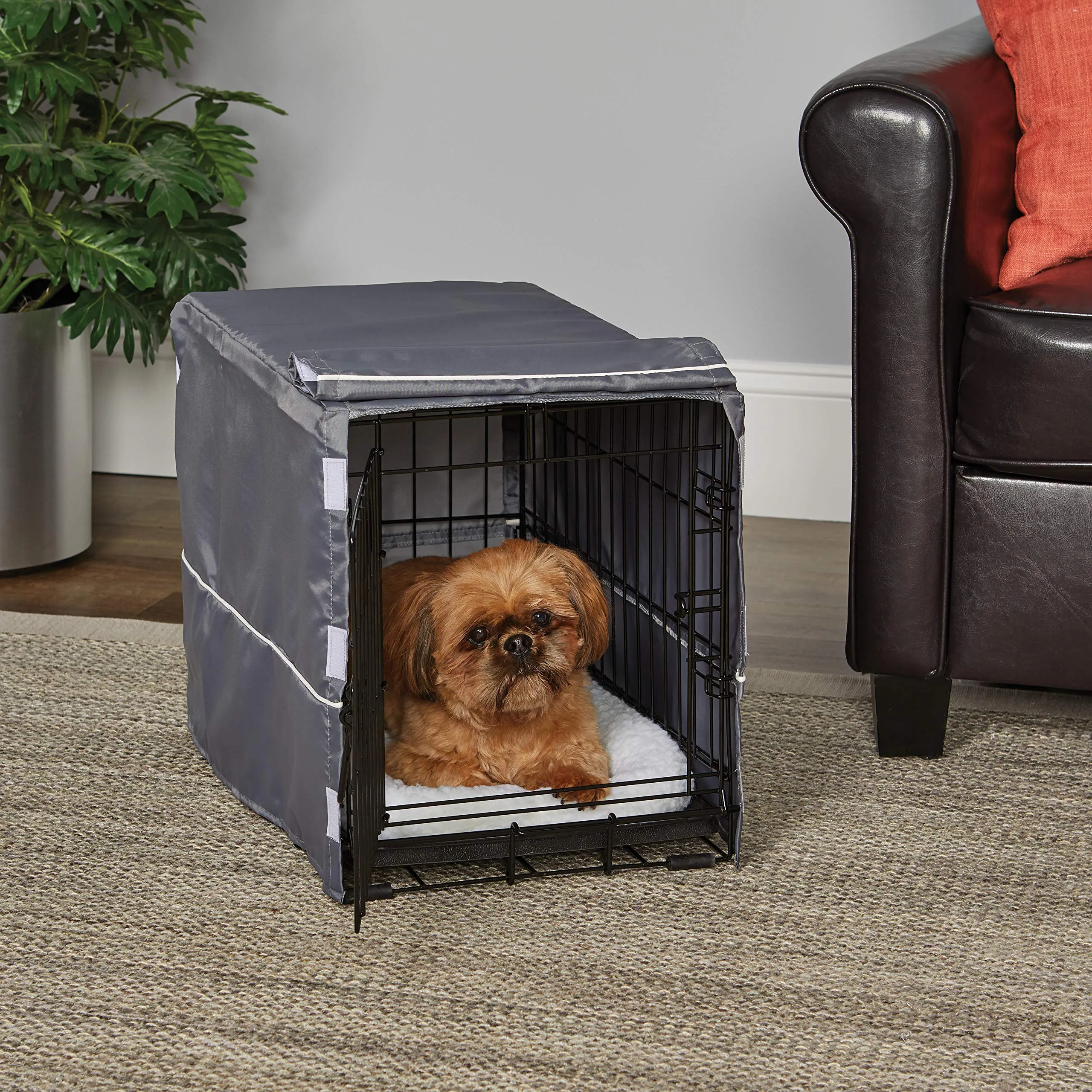 New World Copertura per gabbia per cani XS, in poliestere, adatta alla maggior parte delle gabbie da 59 cm, lavabile in lavatrice, riduce l'abbaiare e la masticazione - immagine 2