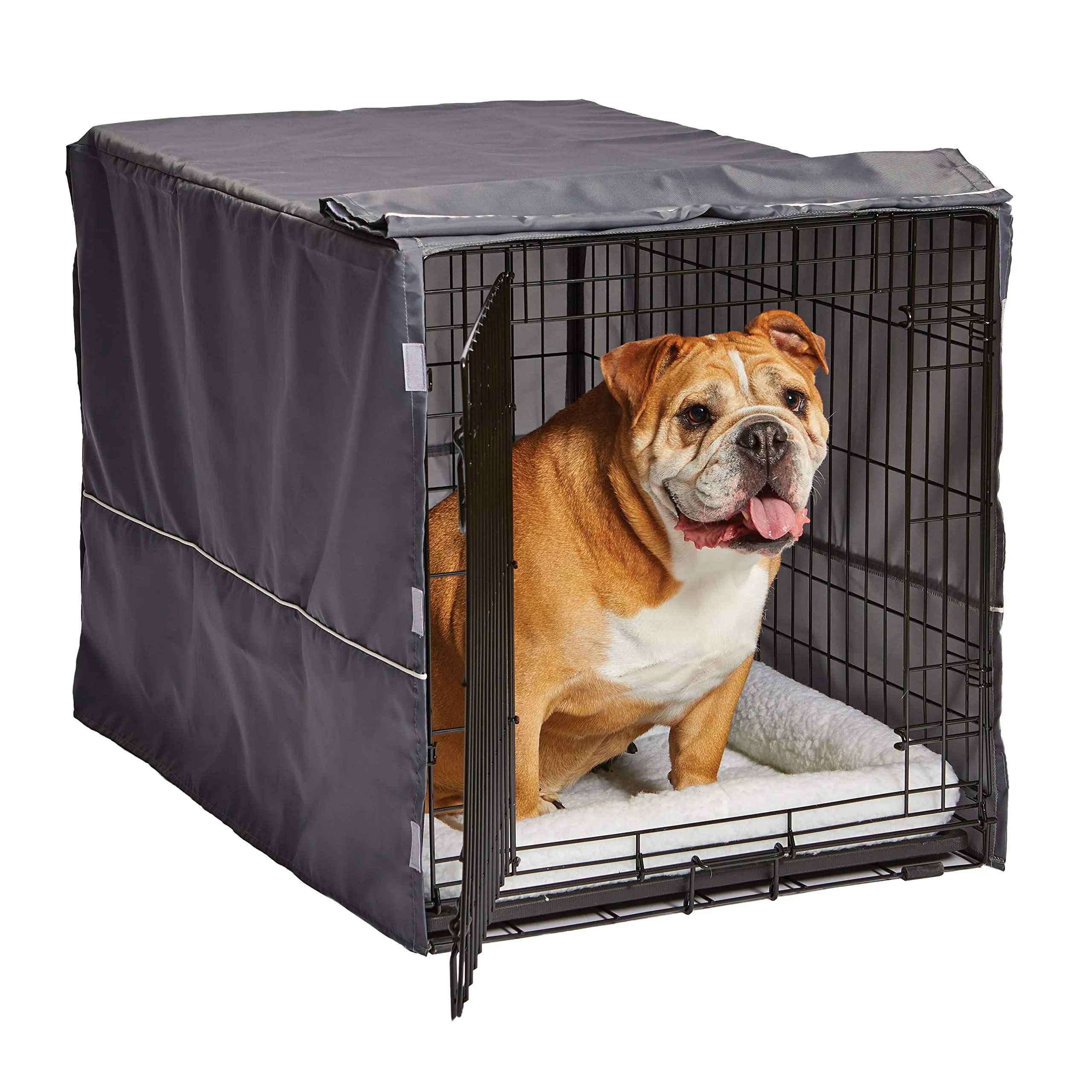 New World Copertura per gabbia per cani di taglia media, in poliestere, adatta alla maggior parte delle gabbie da 91 cm, lavabile in lavatrice, riduce l'abbaio e la masticazione - immagine 1