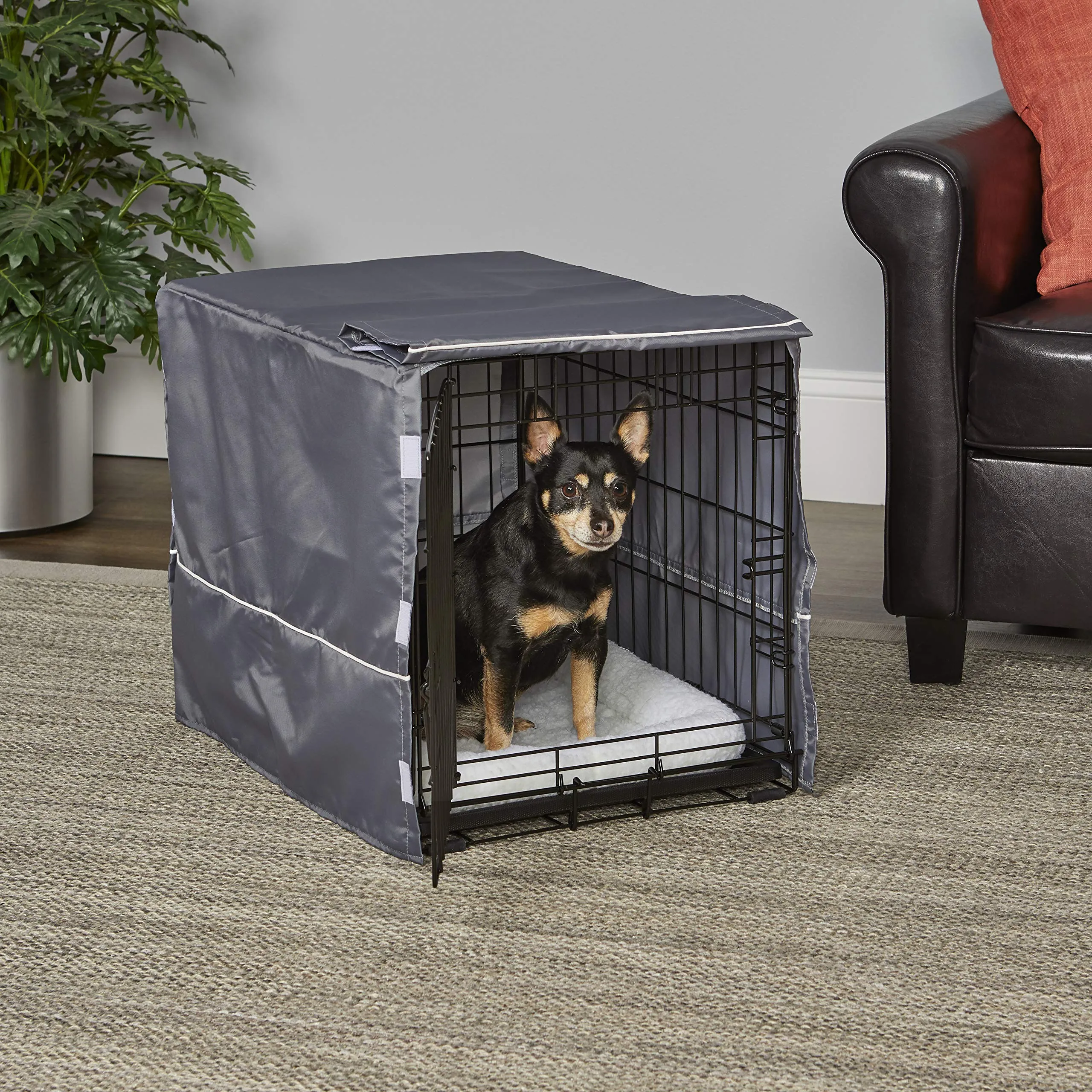 New World Copertura per gabbia per cani di piccola taglia, in poliestere, adatta alla maggior parte delle gabbie da 61 cm, lavabile in lavatrice, riduce l'abbaiare e la masticazione - immagine 2