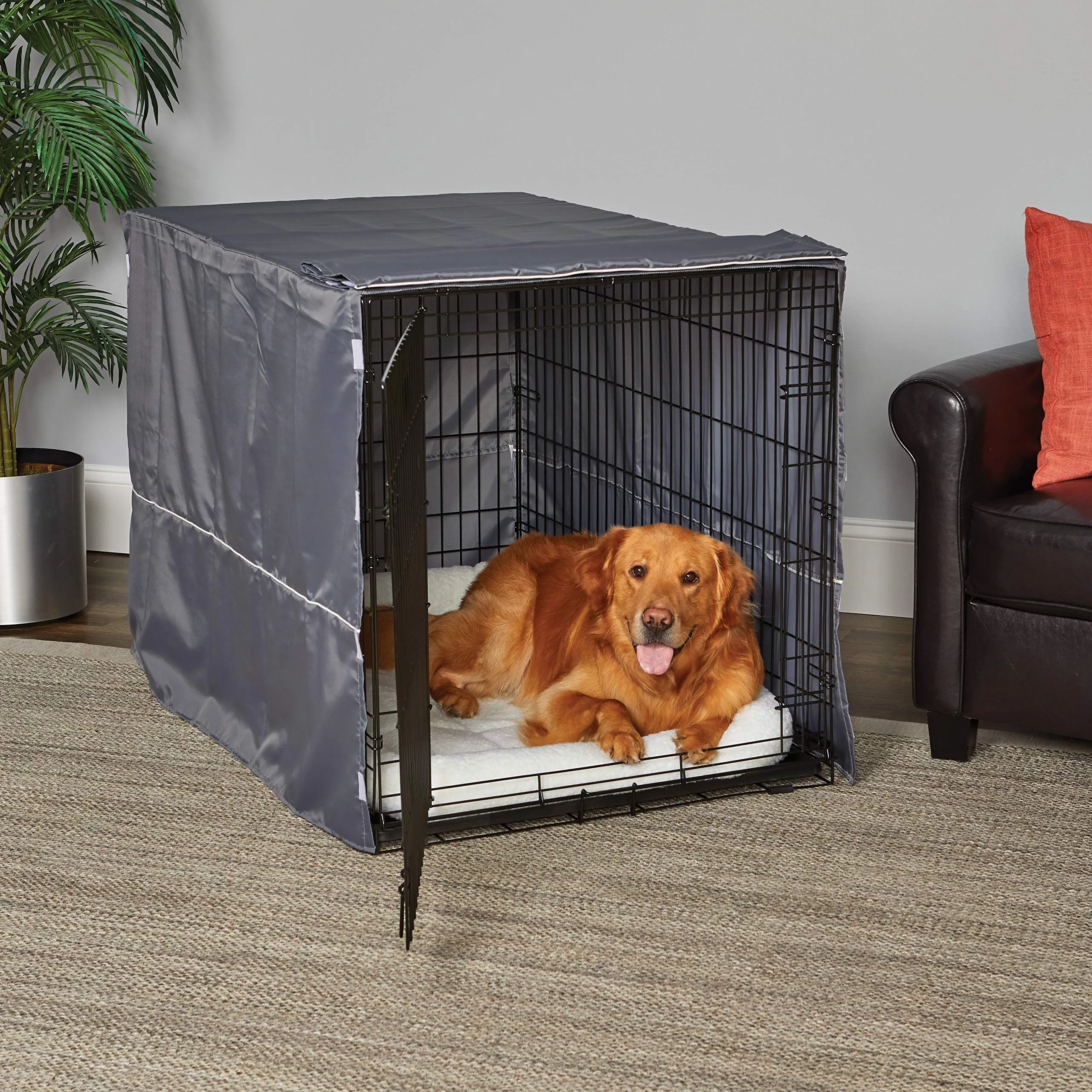 New World Copertura per gabbia per cani XL, in poliestere, adatta alla maggior parte delle gabbie da 122 cm, lavabile in lavatrice, riduce l'abbaiare e la masticazione - immagine 2