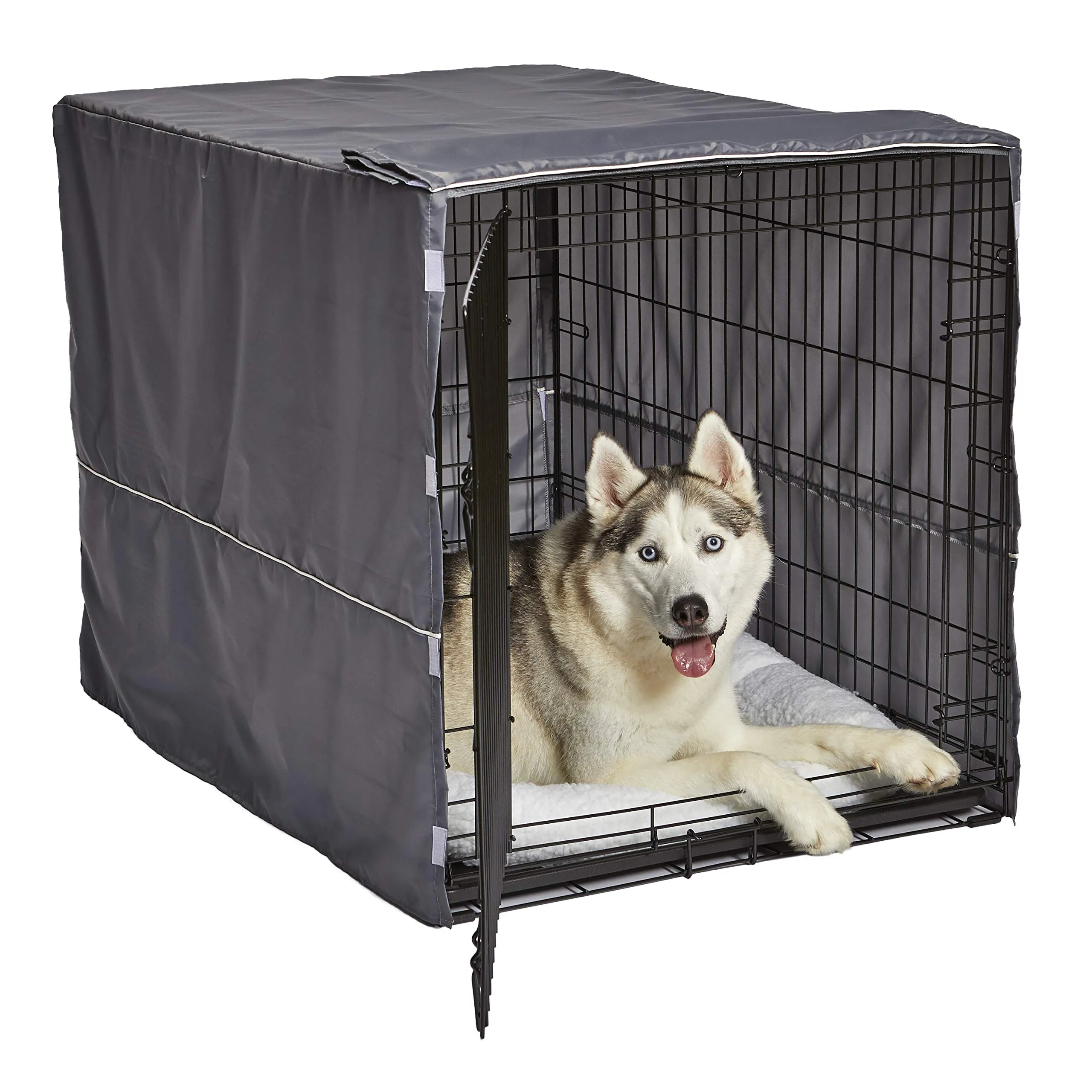 New World Copertura per gabbia per cani di taglia grande, in poliestere, per la maggior parte delle casse da 106 cm, lavabile in lavatrice, riduce l'abbaio e la masticazione - immagine 1