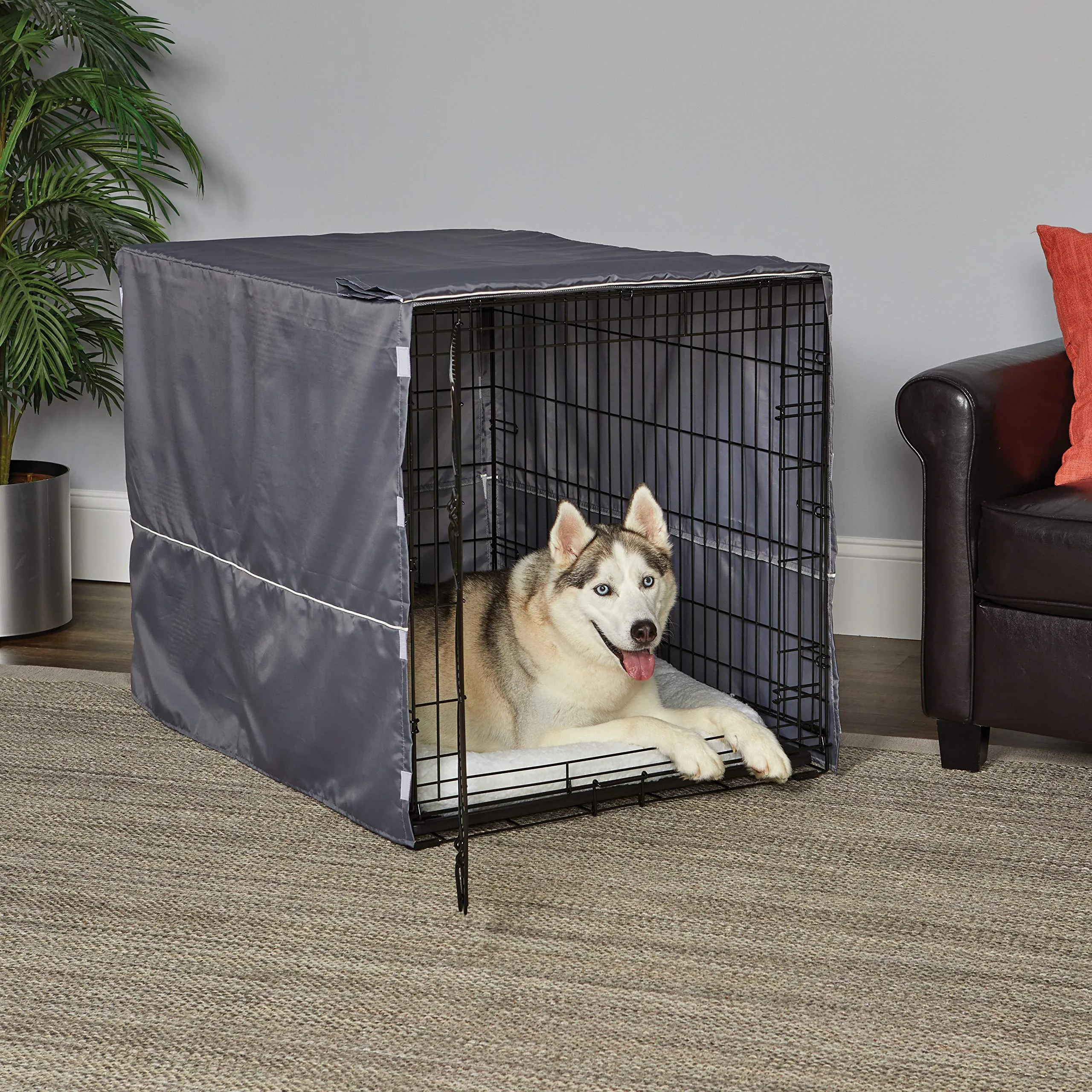 New World Copertura per gabbia per cani di taglia grande, in poliestere, per la maggior parte delle casse da 106 cm, lavabile in lavatrice, riduce l'abbaio e la masticazione - immagine 2