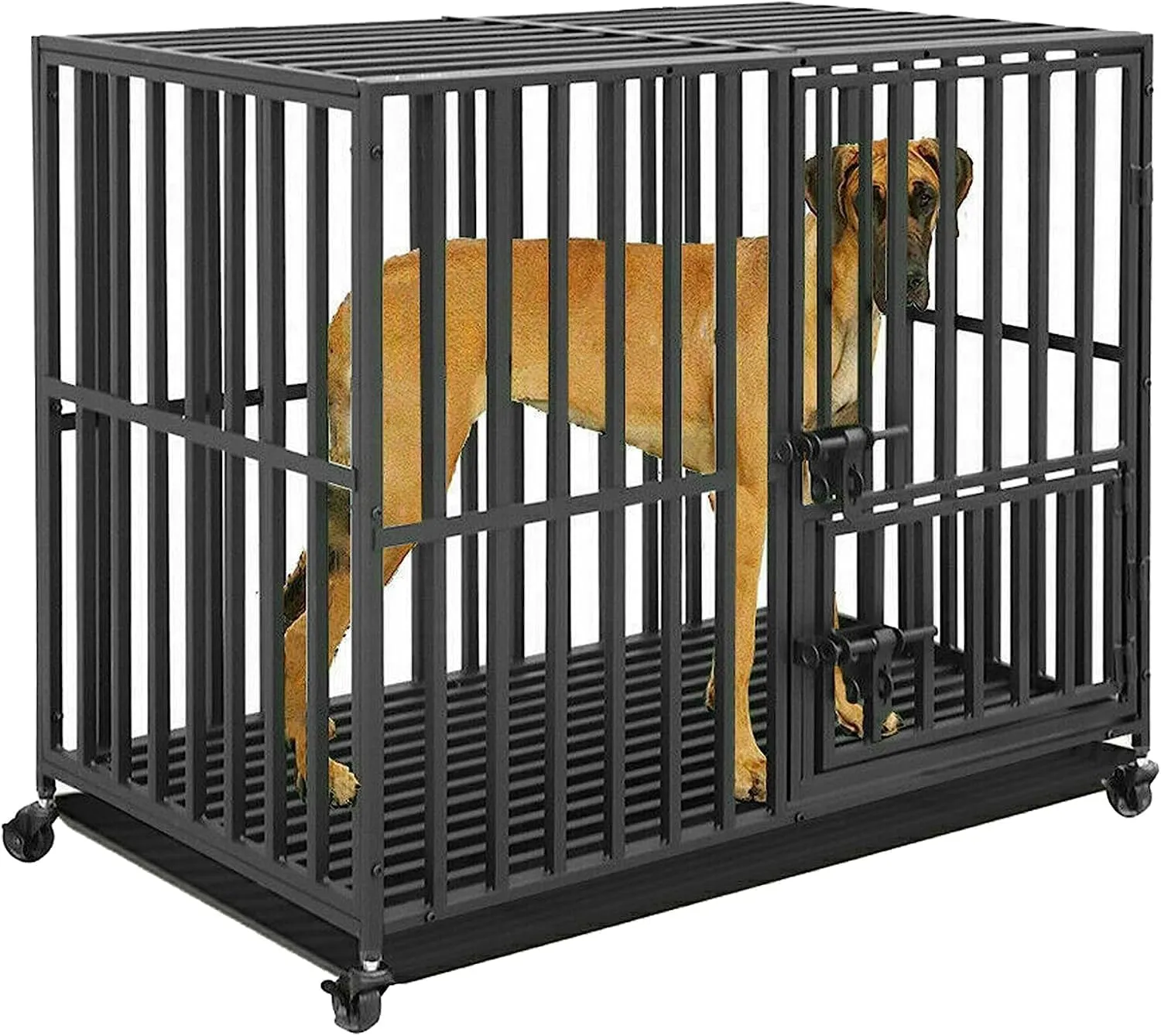 Gabbia Robusta per cani Antimorso Taglia Media Kennel Cane Medio con Ruote - immagine 1