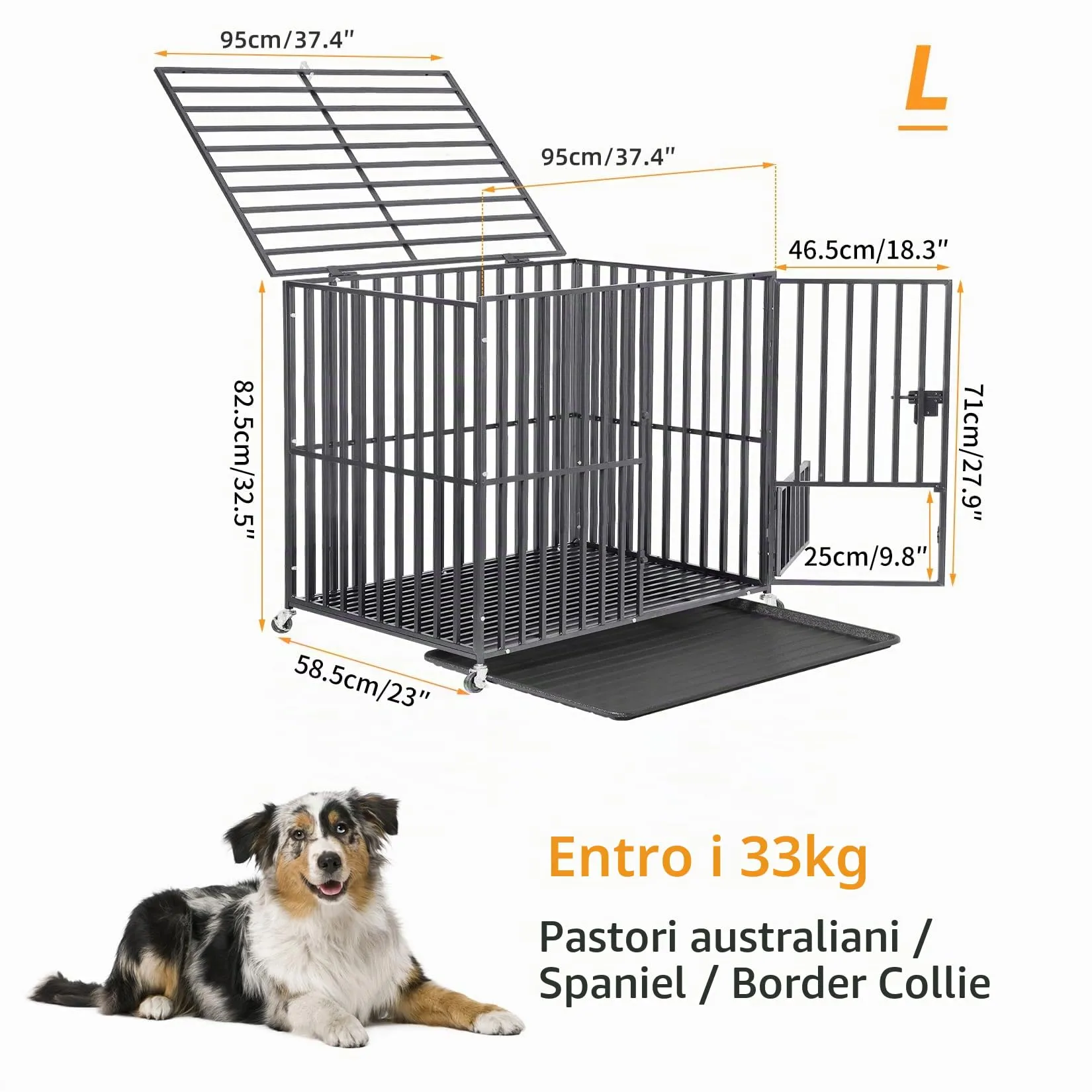 Gabbia Robusta per cani Antimorso Taglia Media Kennel Cane Medio con Ruote - immagine 4