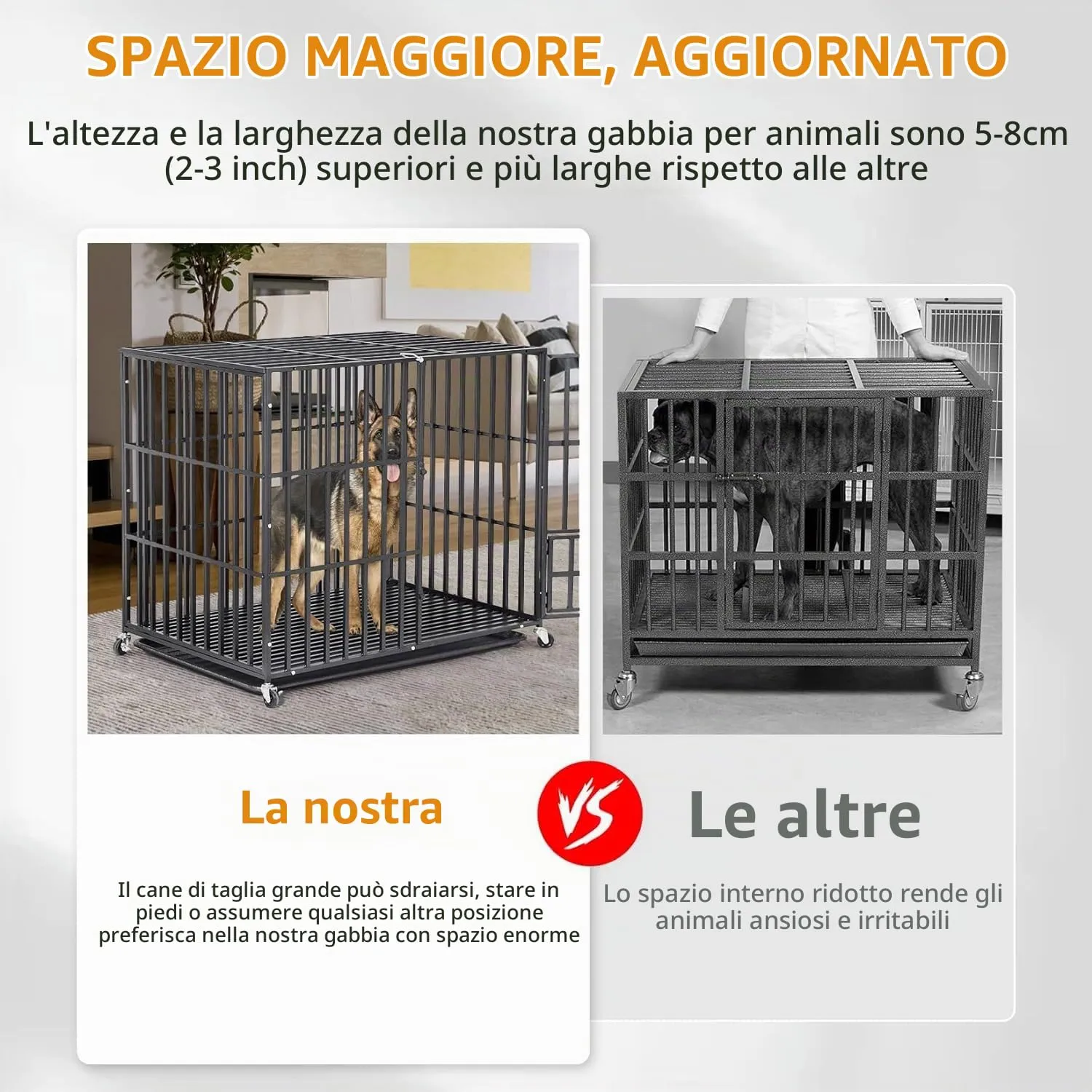 Gabbia Robusta per cani Antimorso Taglia Media Kennel Cane Medio con Ruote - immagine 5