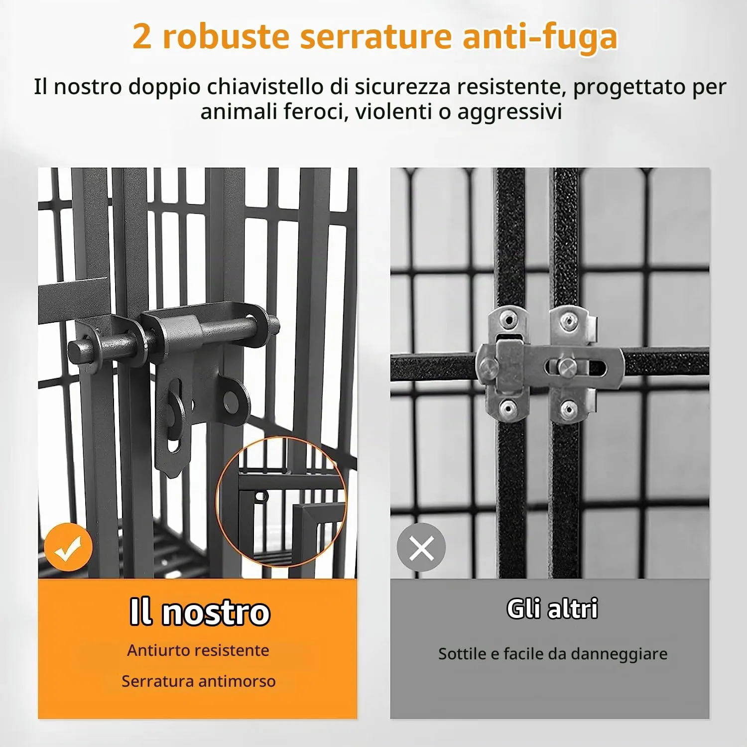 Gabbia Robusta per cani Antimorso Taglia Media Kennel Cane Medio con Ruote - immagine 7
