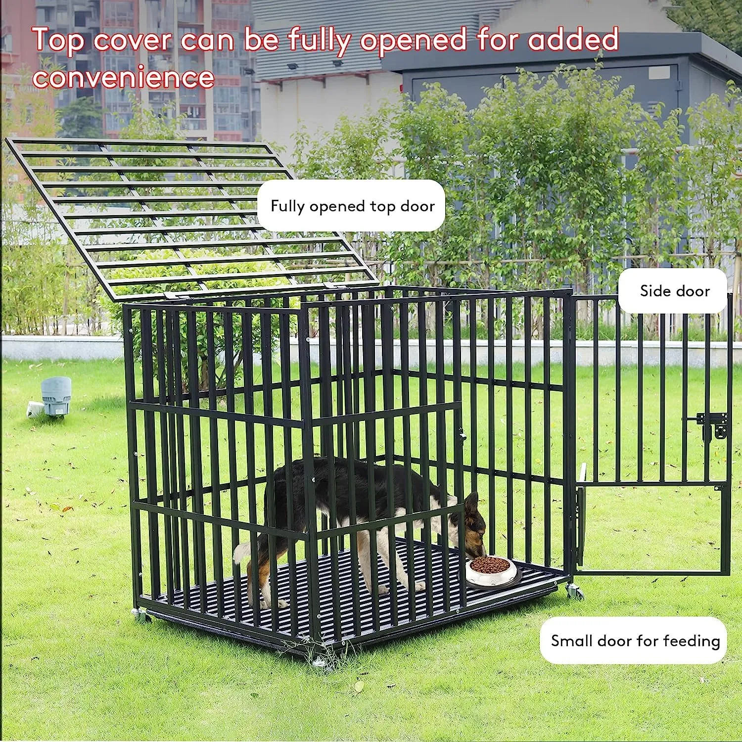 Gabbia Robusta per cani Antimorso Taglia Media Kennel Cane Medio con Ruote - immagine 8