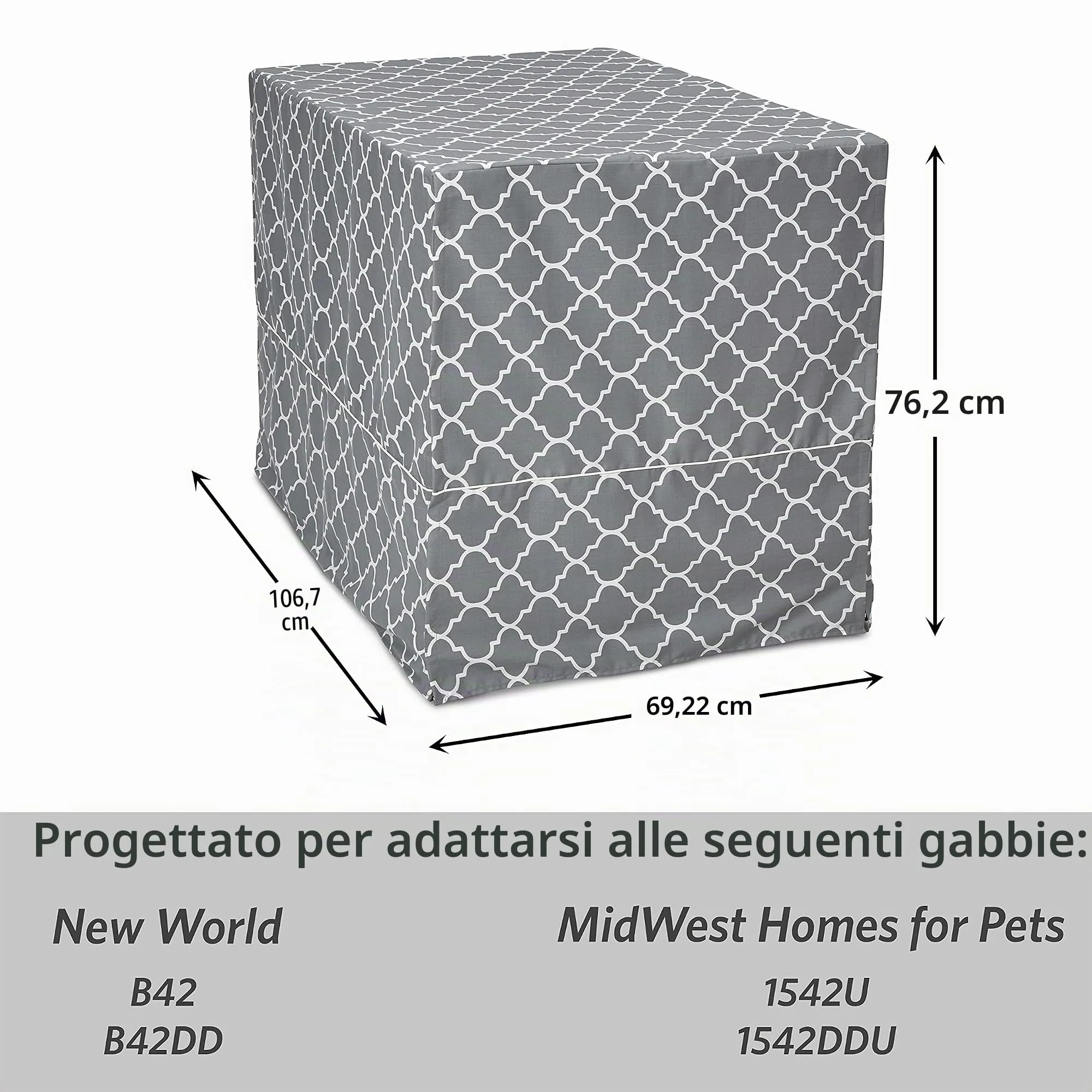 New World Copertura per gabbia per cani di taglia grande, con protezione in teflon, in policotone, per la maggior parte delle casse da 106 cm, stampa grigia, lavabile in lavatrice, riduce l'abbaiare - immagine 7