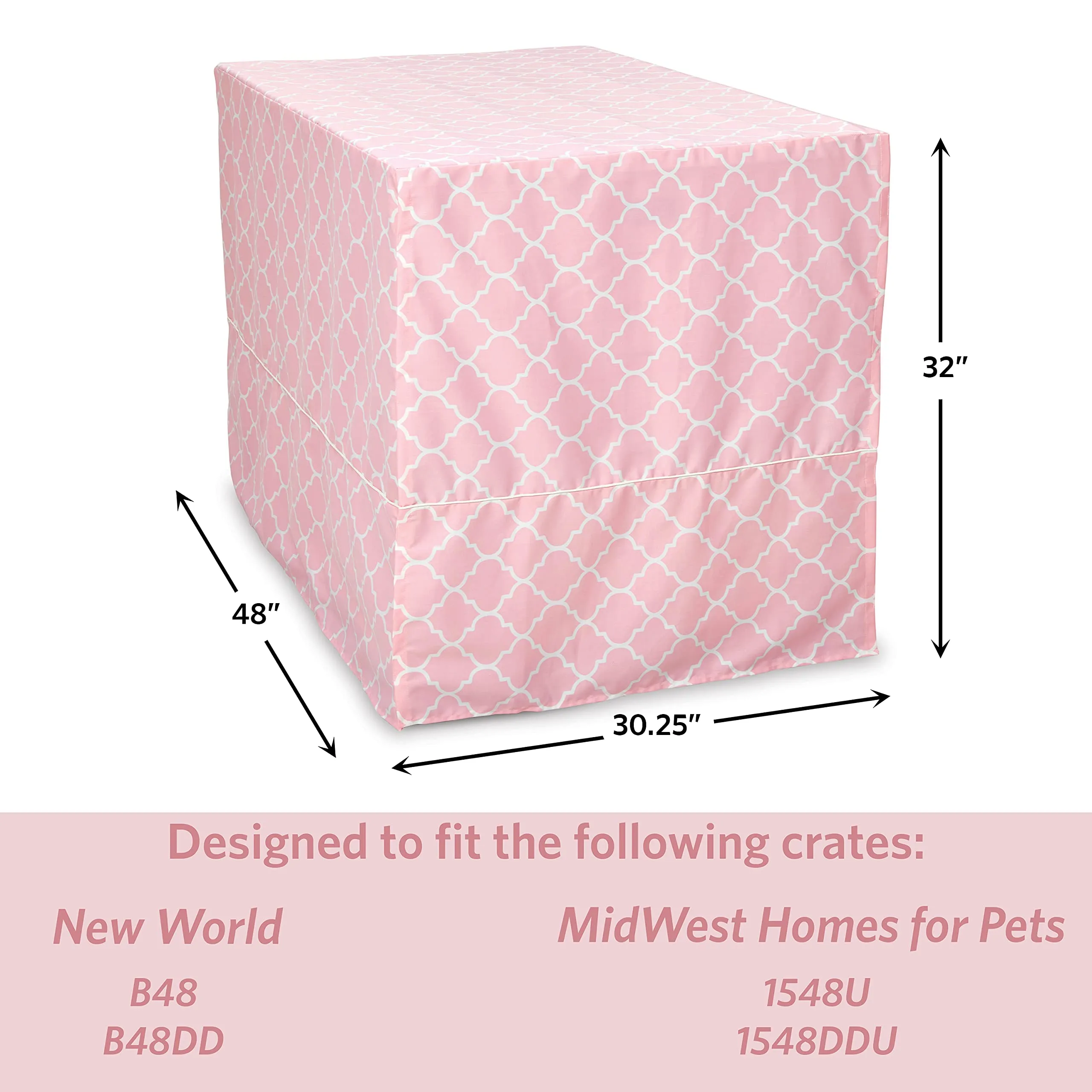 New World Copertura per gabbia per cani di taglia XL con protezione in teflon, in policotone, per la maggior parte delle gabbie da 122 cm, stampa rosa, lavabile in lavatrice, riduce l'abbaiare - immagine 7