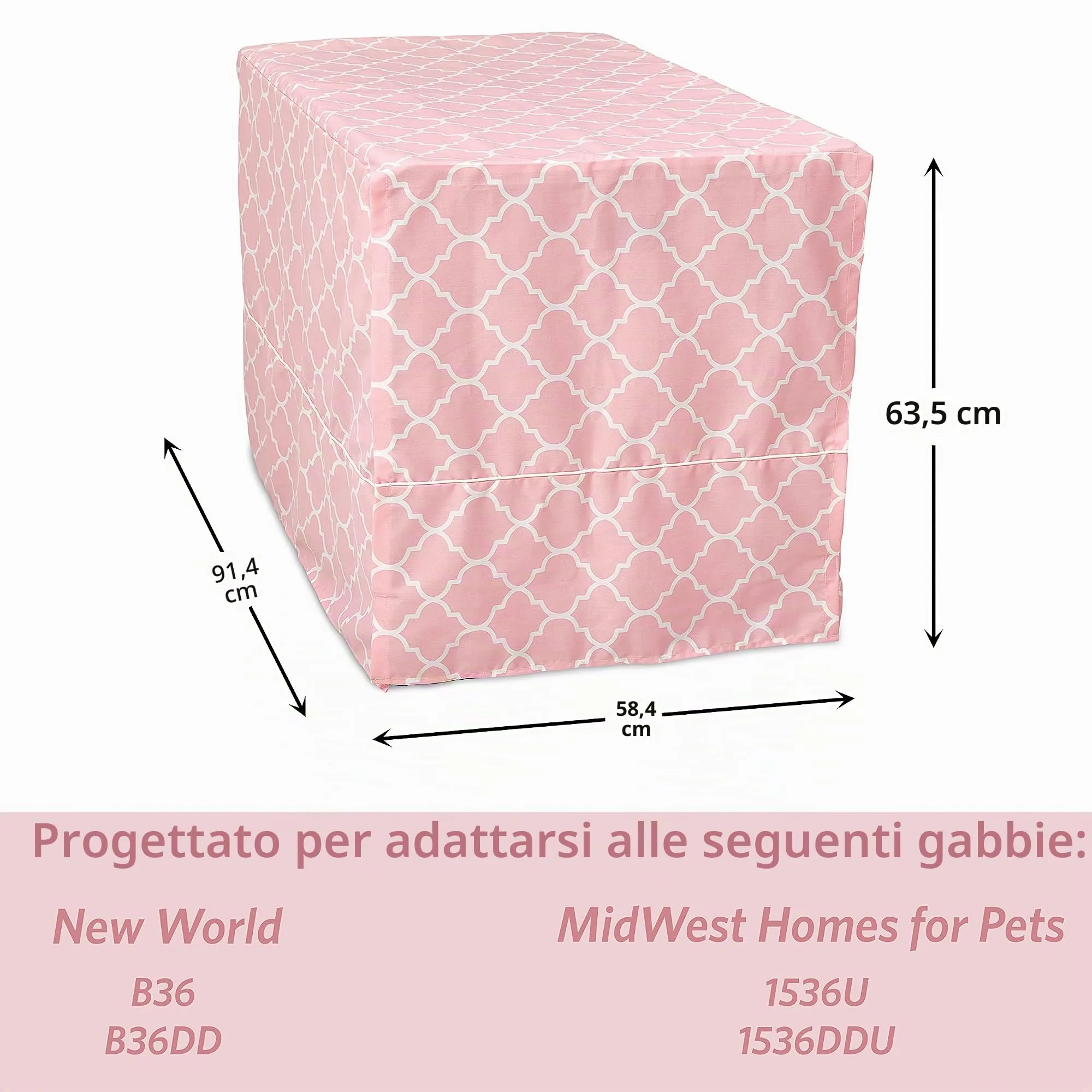 New World Copertura per gabbia per cani di taglia media con protezione in Teflon, in policotone, per la maggior parte delle gabbie da 91 cm, stampa rosa, lavabile in lavatrice, riduce l'abbaiare - immagine 7