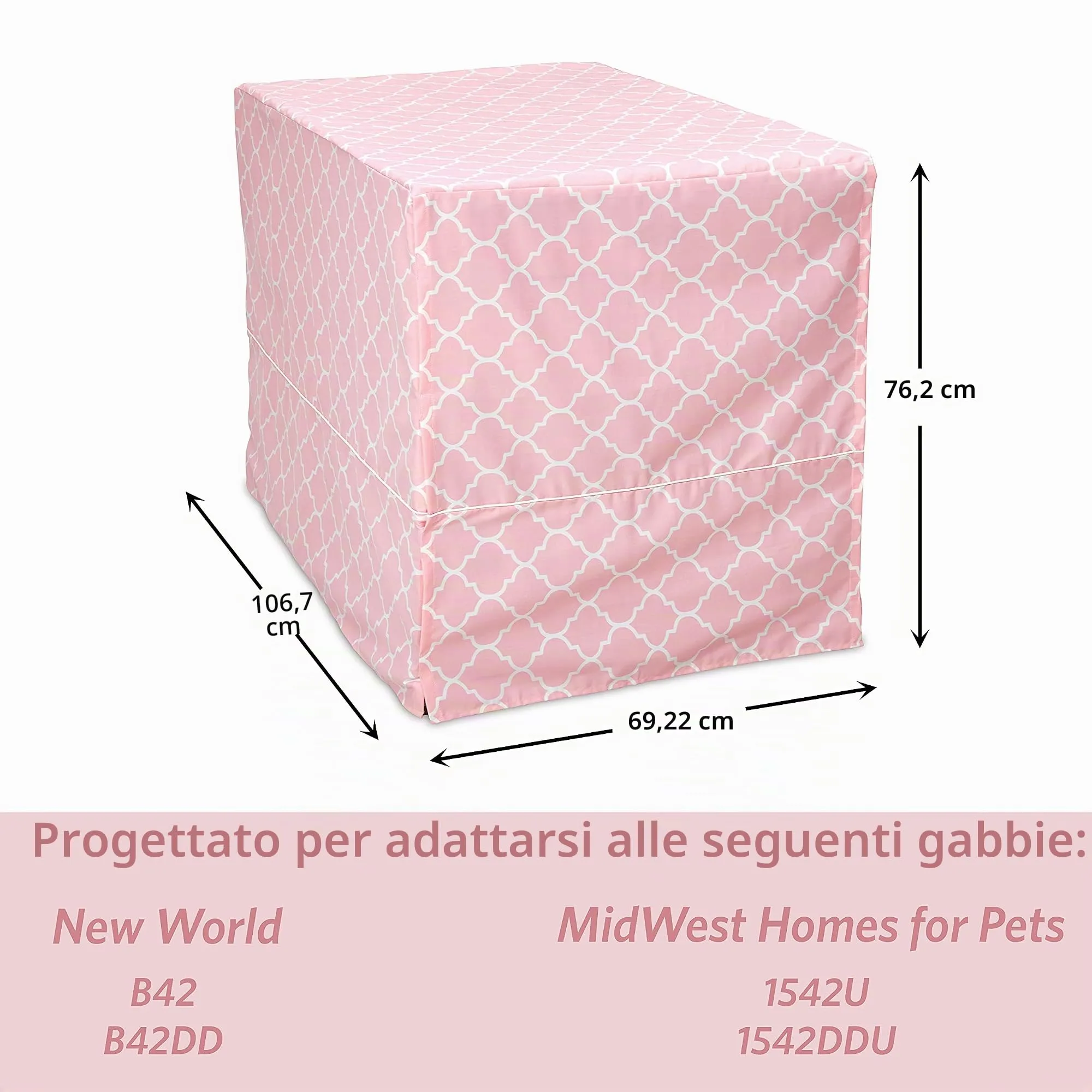 New World Copertura per gabbia per cani di taglia grande, con protezione in teflon, in policotone, per la maggior parte delle casse da 106 cm, stampa rosa, lavabile in lavatrice, riduce l'abbaiare - immagine 7