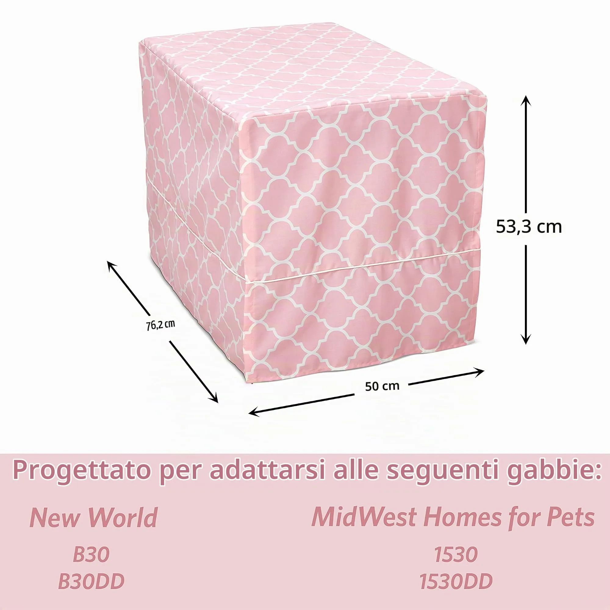 New World Copertura per gabbia per cani di taglia media, con protezione in teflon, in policotone, per la maggior parte delle casse da 76 cm, stampa rosa, lavabile in lavatrice, riduce l'abbaiare - immagine 6
