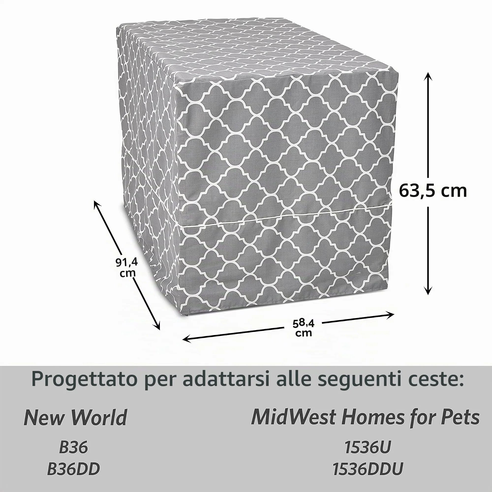 New World Copertura per gabbia per cani di taglia media con protezione in Teflon, in policotone, per la maggior parte delle gabbie da 91 cm, stampa grigia, lavabile in lavatrice, riduce l'abbaiare - immagine 7