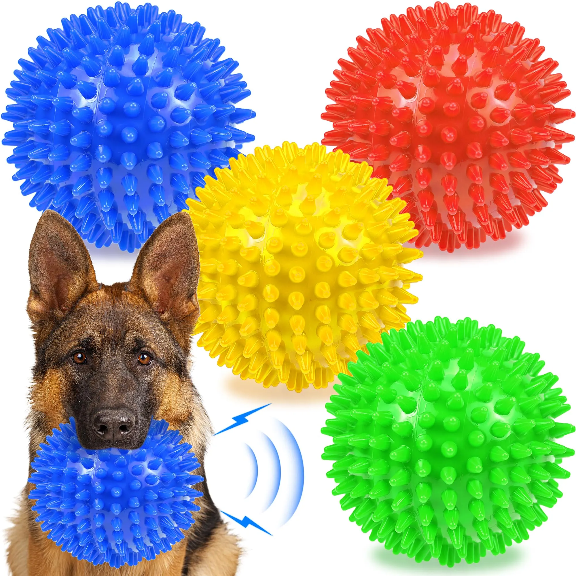 Ousiya 4 palline per cani grandi, 12 cm, gioco resistente per masticazione aggressiva - immagine 1