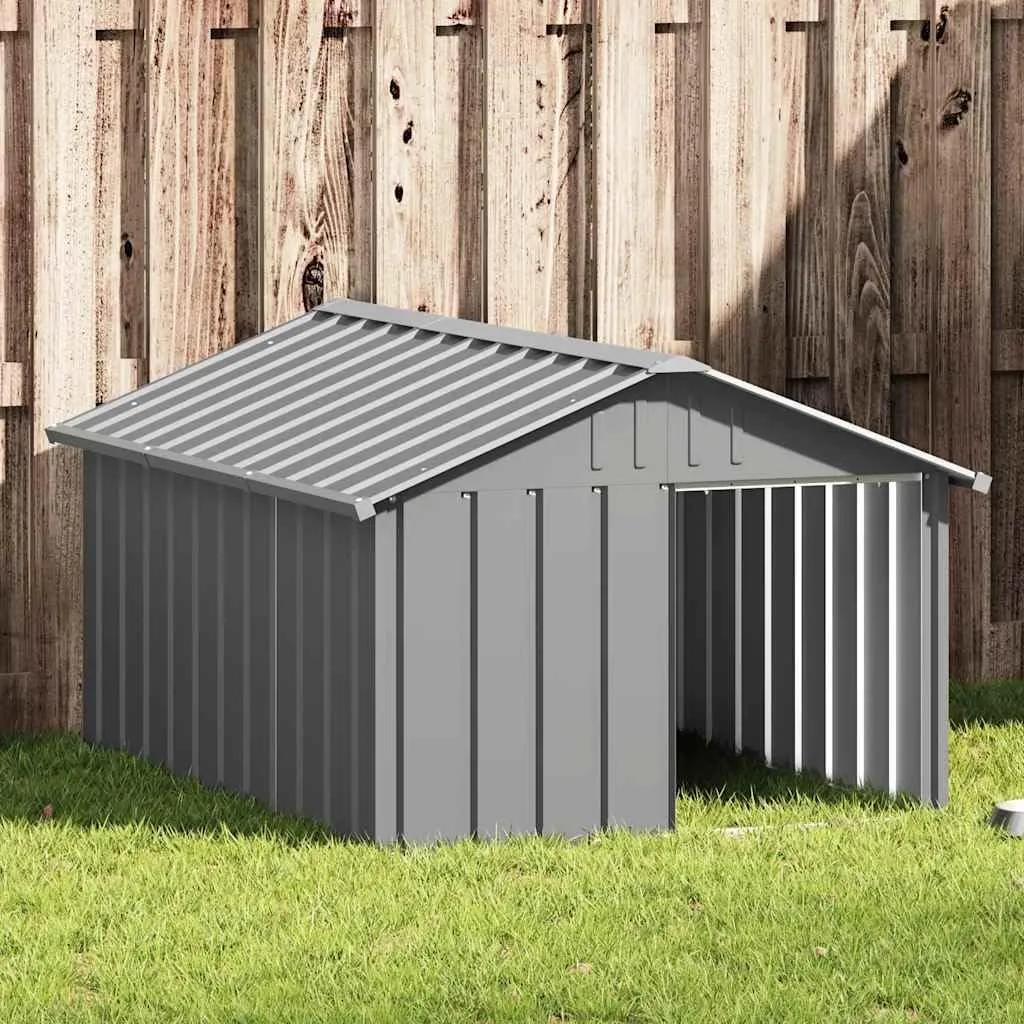vidaXL Casetta per Cani grigio 116,5x153x81,5 cm Acciaio Zincato - immagine 2