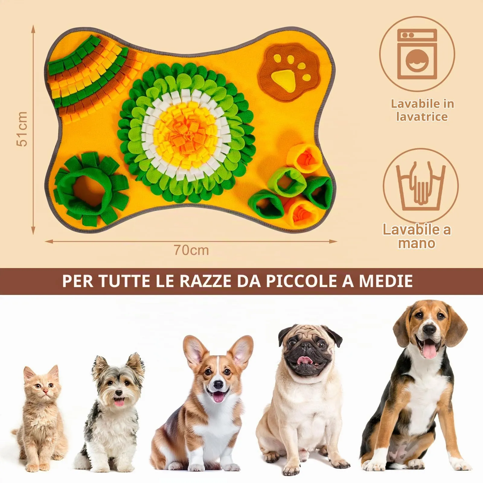 POWZOO Tappetino Olfattivo Cane,Tapis Ricerca e Gioco,Lavabile, Pieghevole - immagine 2