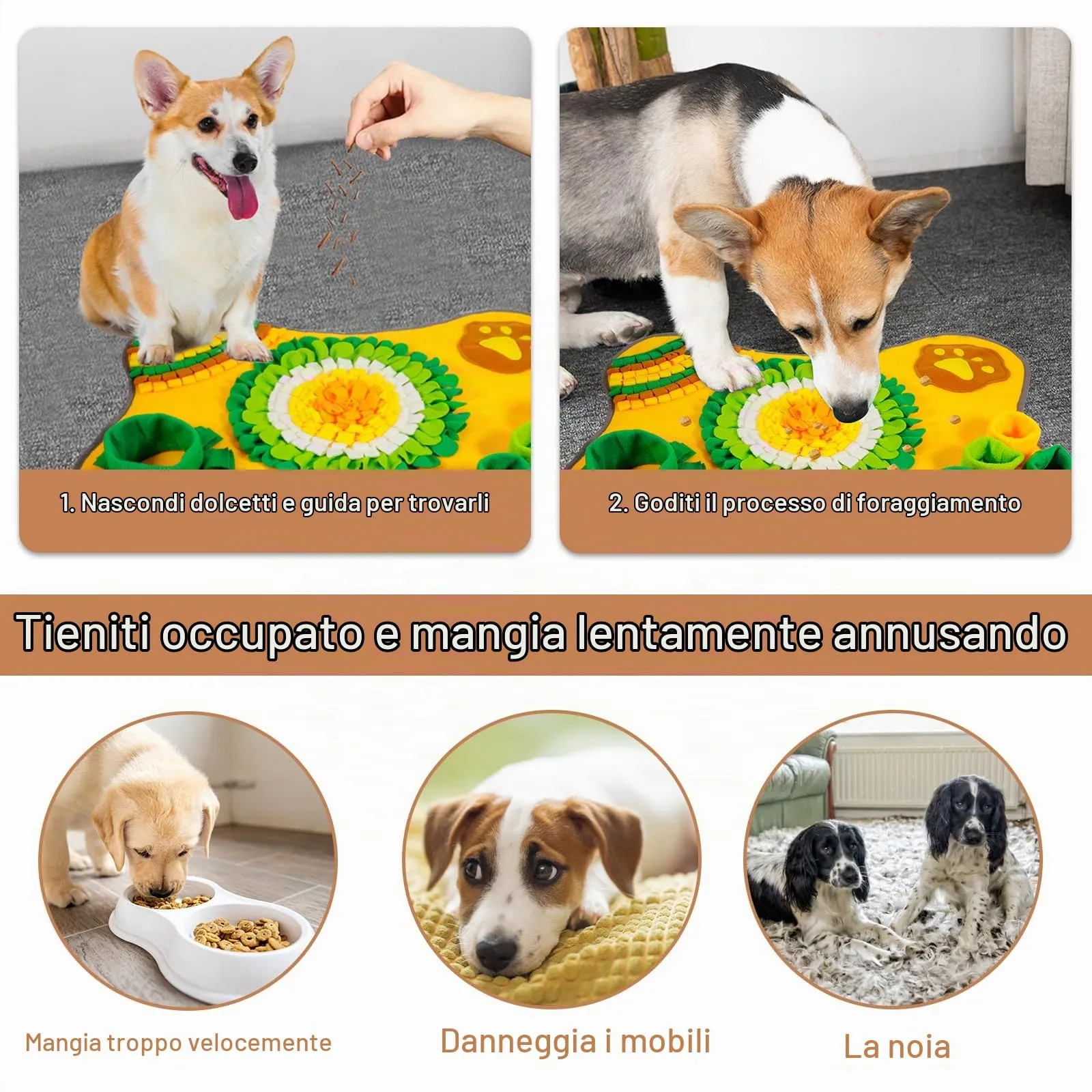 POWZOO Tappetino Olfattivo Cane,Tapis Ricerca e Gioco,Lavabile, Pieghevole - immagine 6
