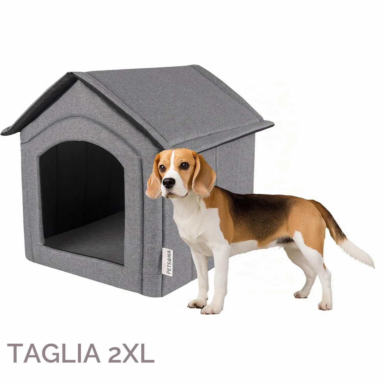 Petsona Grotta Per Cani Pieghevole Casa Per Cani Con Tetto Rimovibile Letto Per Gatti Animali Domestici Cuccia Per Cani Taglia XXL, Grigio - immagine 3