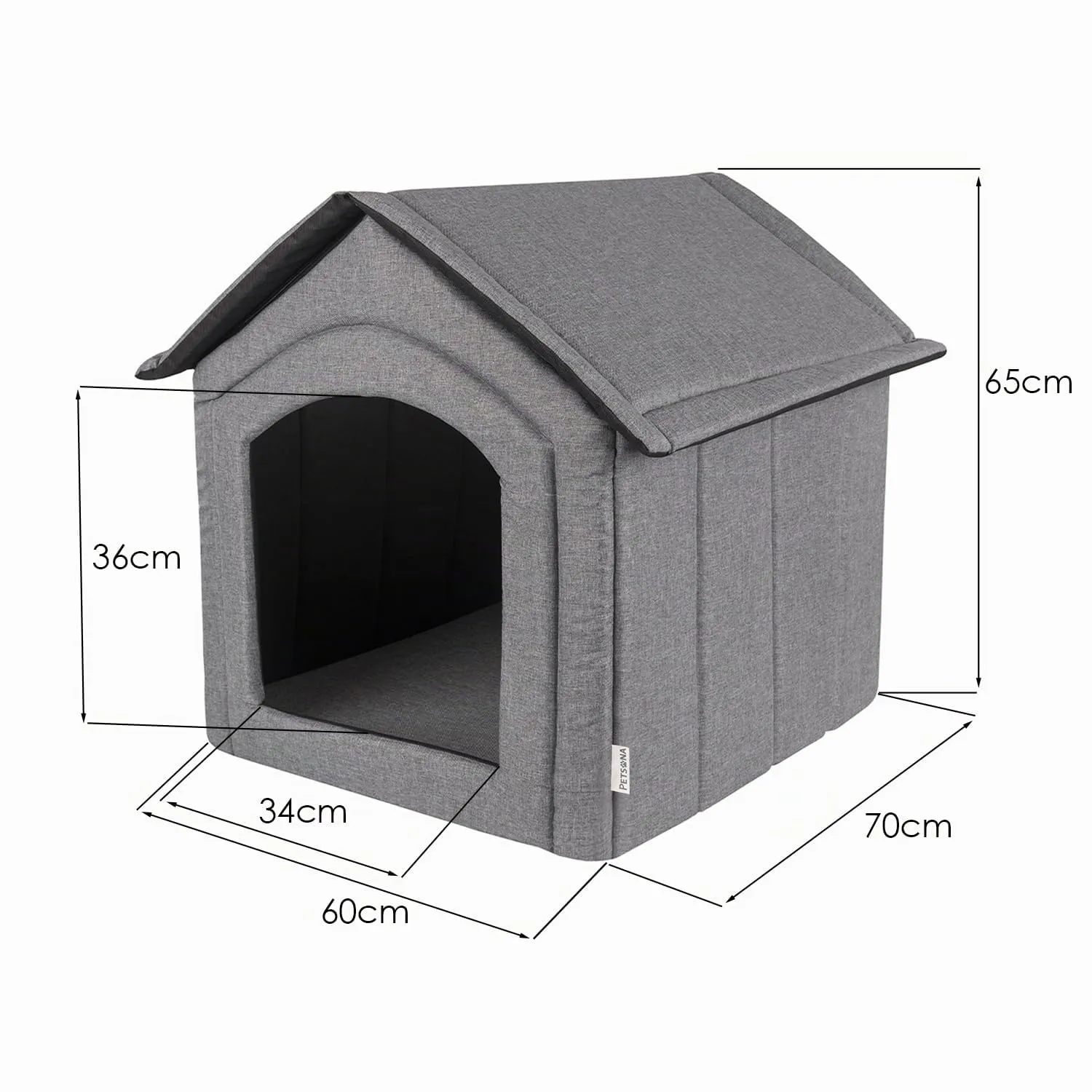 Petsona Grotta Per Cani Pieghevole Casa Per Cani Con Tetto Rimovibile Letto Per Gatti Animali Domestici Cuccia Per Cani Taglia XXL, Grigio - immagine 4