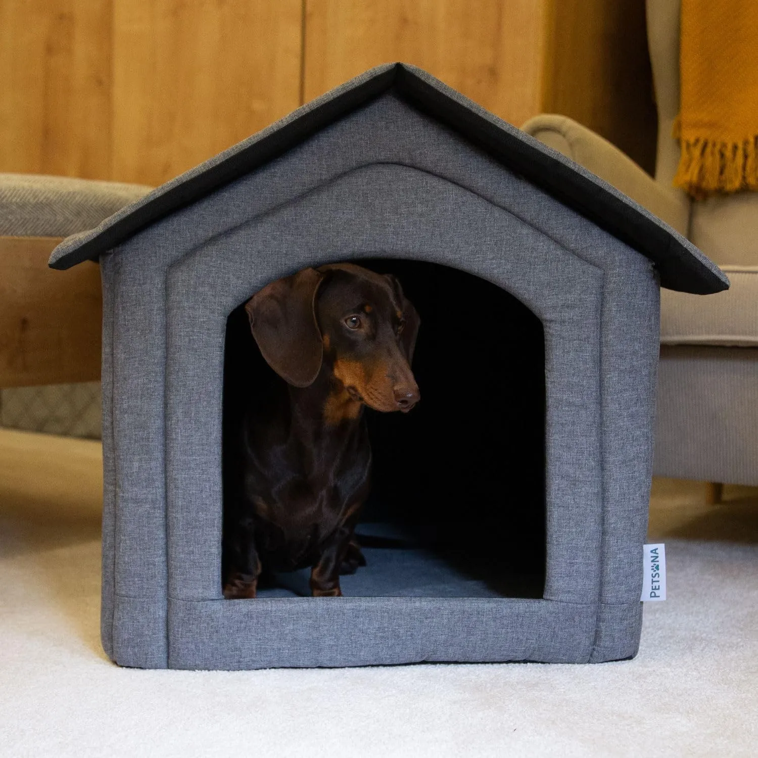 Petsona Grotta Per Cani Pieghevole Casa Per Cani Con Tetto Rimovibile Letto Per Gatti Animali Domestici Cuccia Per Cani Taglia XXL, Grigio - immagine 5