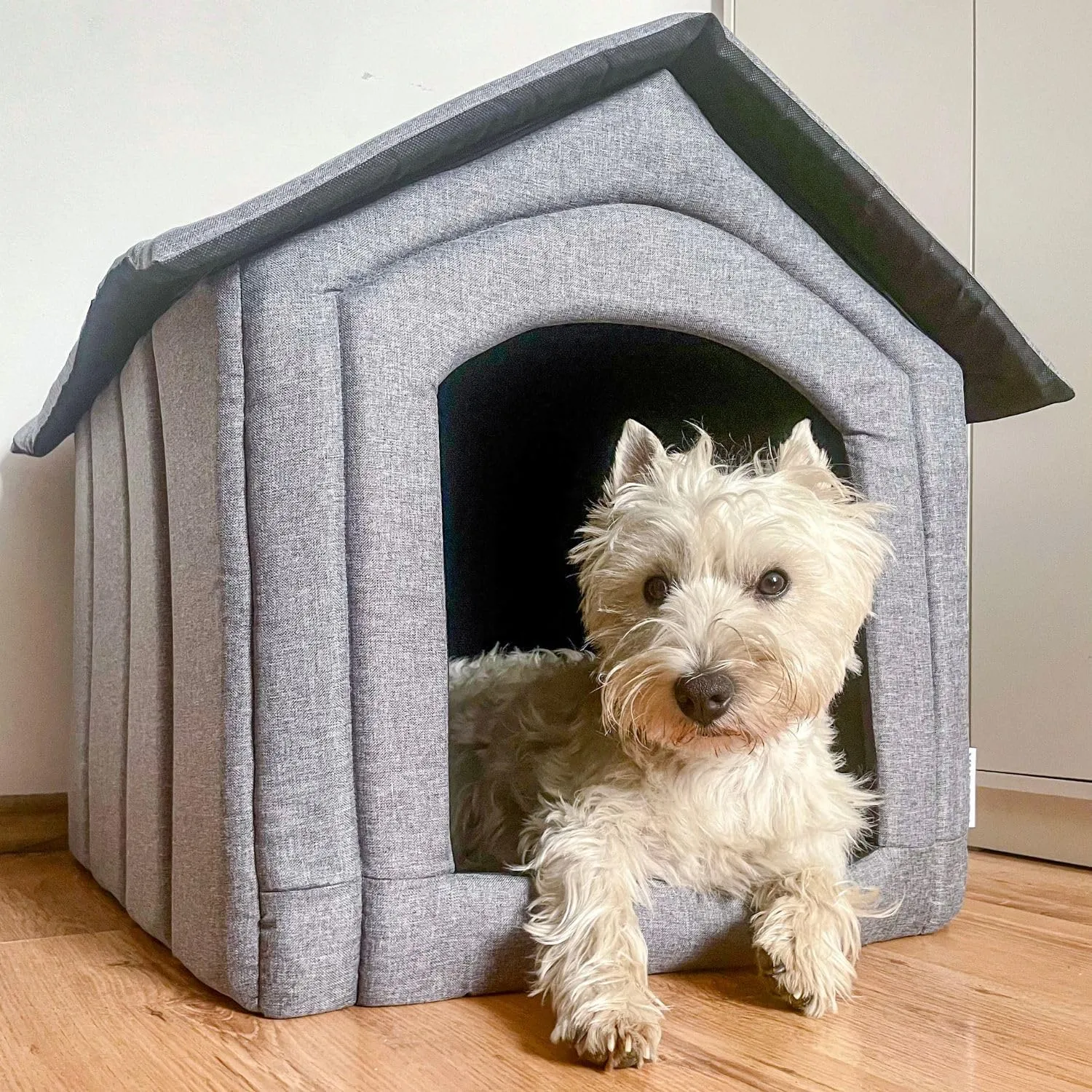 Petsona Grotta Per Cani Pieghevole Casa Per Cani Con Tetto Rimovibile Letto Per Gatti Animali Domestici Cuccia Per Cani Taglia XXL, Grigio - immagine 6