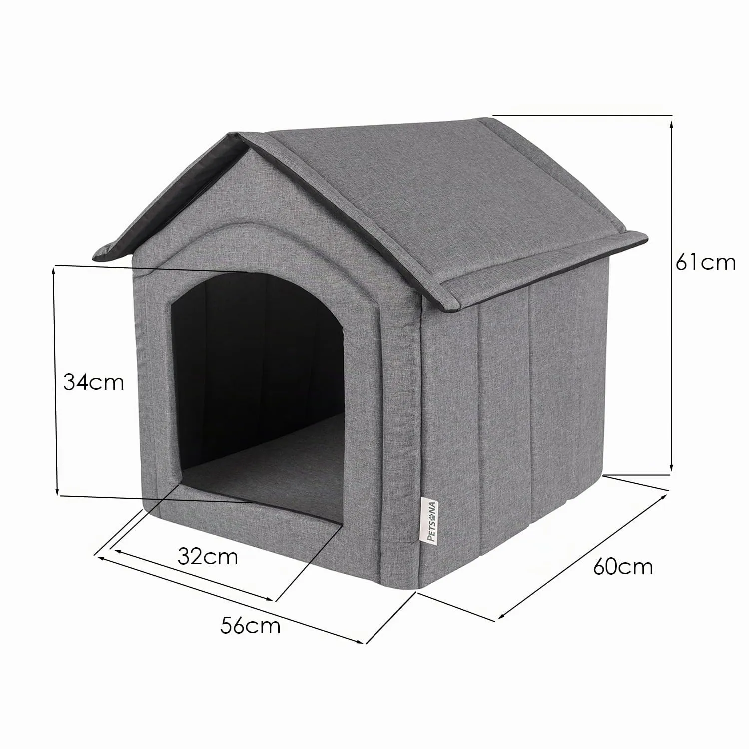 Petsona Grotta Per Cani Pieghevole Casa Per Cani Con Tetto Rimovibile Letto Per Gatti Animali Domestici Cuccia Per Cani Taglia XL, Grigio - immagine 4