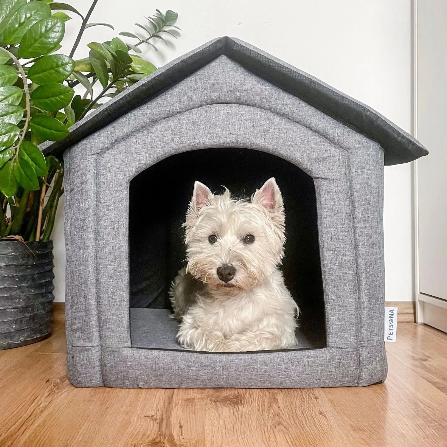 Petsona Grotta Per Cani Pieghevole Casa Per Cani Con Tetto Rimovibile Letto Per Gatti Animali Domestici Cuccia Per Cani Taglia XL, Grigio - immagine 5