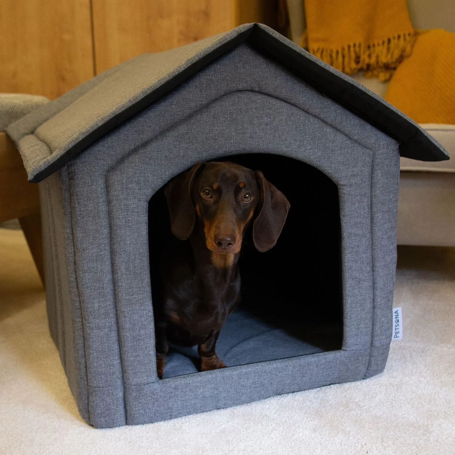 Petsona Grotta Per Cani Pieghevole Casa Per Cani Con Tetto Rimovibile Letto Per Gatti Animali Domestici Cuccia Per Cani Taglia XL, Grigio - immagine 6
