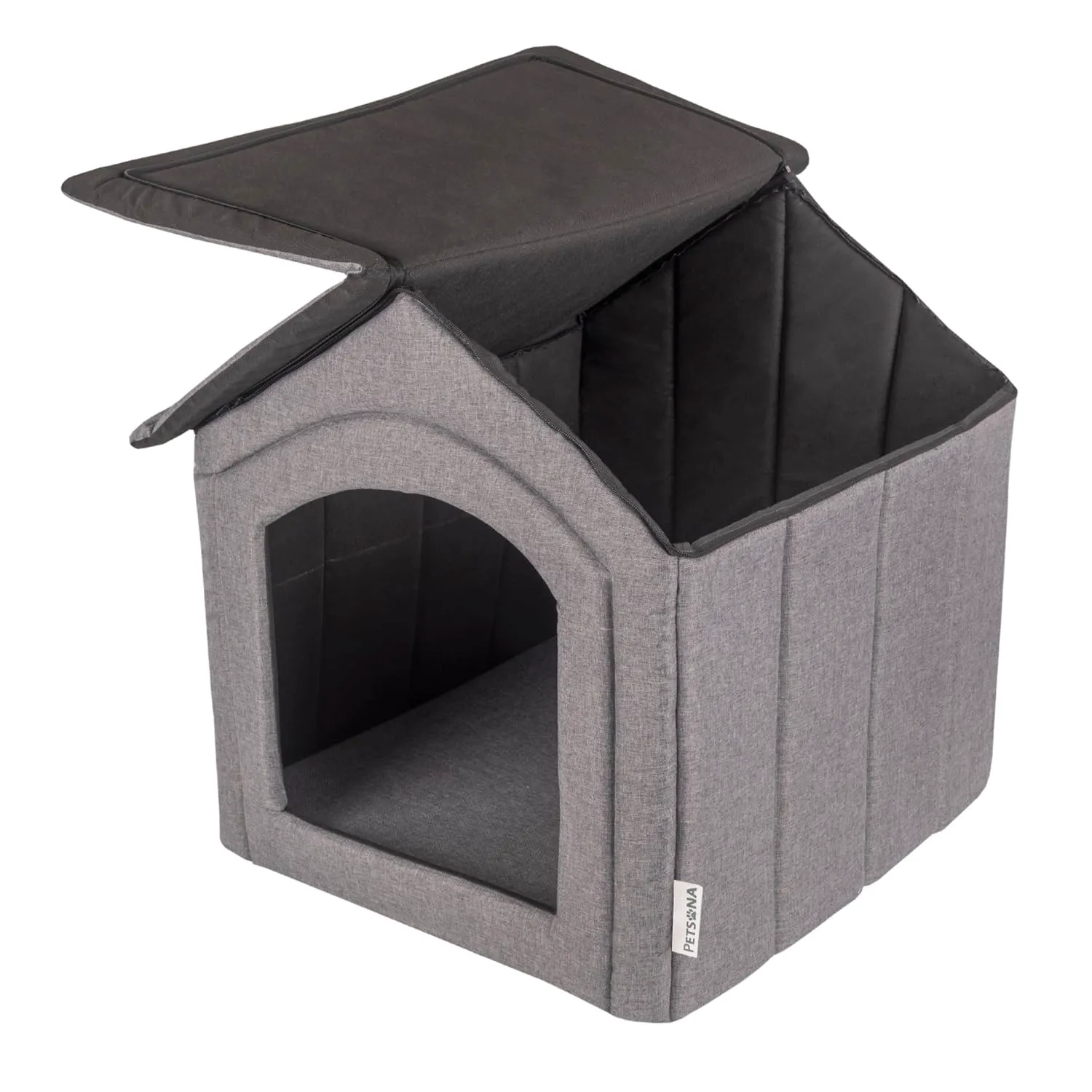 Petsona Grotta Per Cani Pieghevole Casa Per Cani Con Tetto Rimovibile Letto Per Gatti Animali Domestici Cuccia Per Cani Taglia XL, Grigio - immagine 7