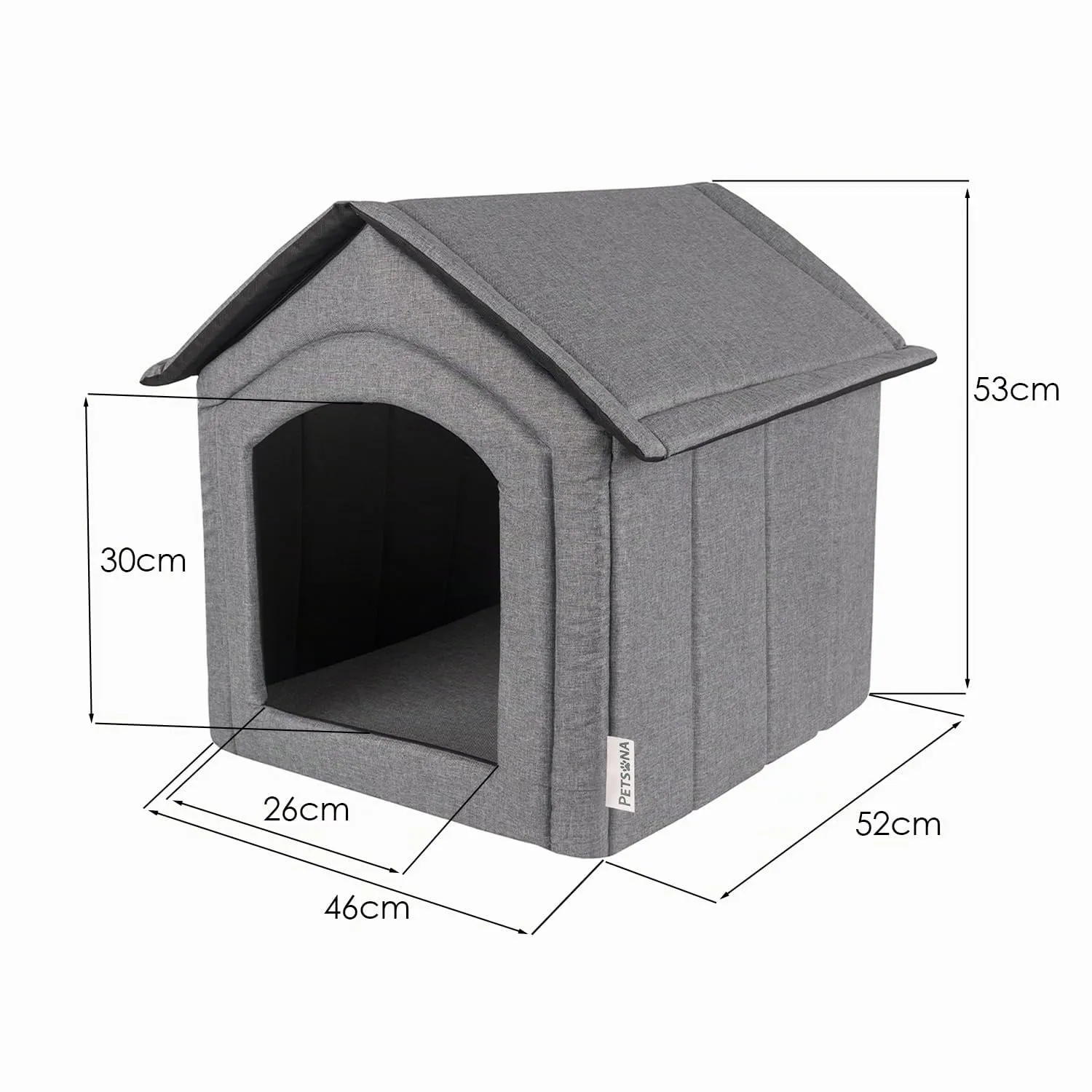 Petsona Grotta Per Cani Pieghevole Casa Per Cani Con Tetto Rimovibile Letto Per Gatti Animali Domestici Cuccia Per Cani Taglia L, Grigio - immagine 4