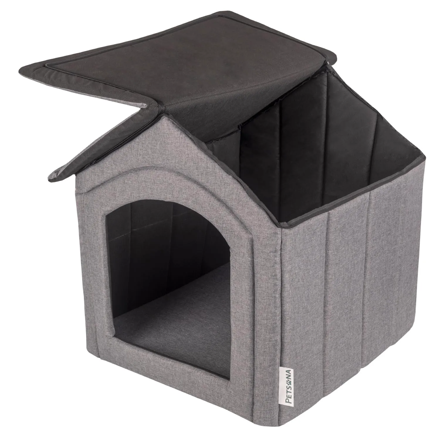 Petsona Grotta Per Cani Pieghevole Casa Per Cani Con Tetto Rimovibile Letto Per Gatti Animali Domestici Cuccia Per Cani Taglia L, Grigio - immagine 7