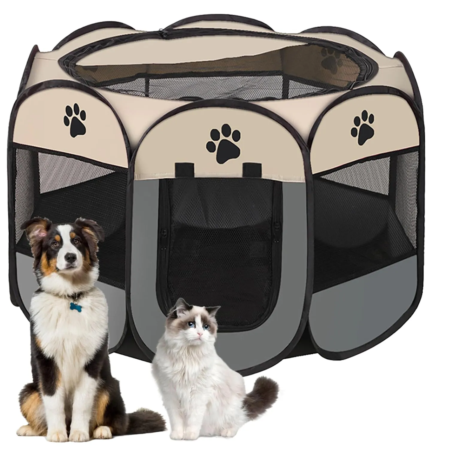 Lighterday Cucciolo Portatile che Corre,Box per Cane da Corsa Stabile Guscio Gatto Pieghevole,Cane Elastico in Tessuto Oxford Impermeabile,Cane Gabbia Per Gatto,Cane,Caneconiglio(Grigio,S,8) - immagine 1
