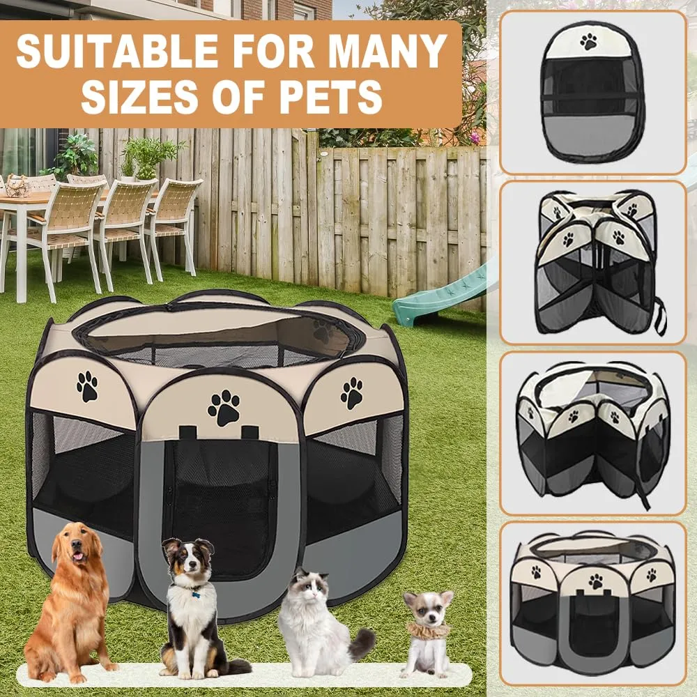 Lighterday Cucciolo Portatile che Corre,Box per Cane da Corsa Stabile Guscio Gatto Pieghevole,Cane Elastico in Tessuto Oxford Impermeabile,Cane Gabbia Per Gatto,Cane,Caneconiglio(Grigio,S,8) - immagine 2