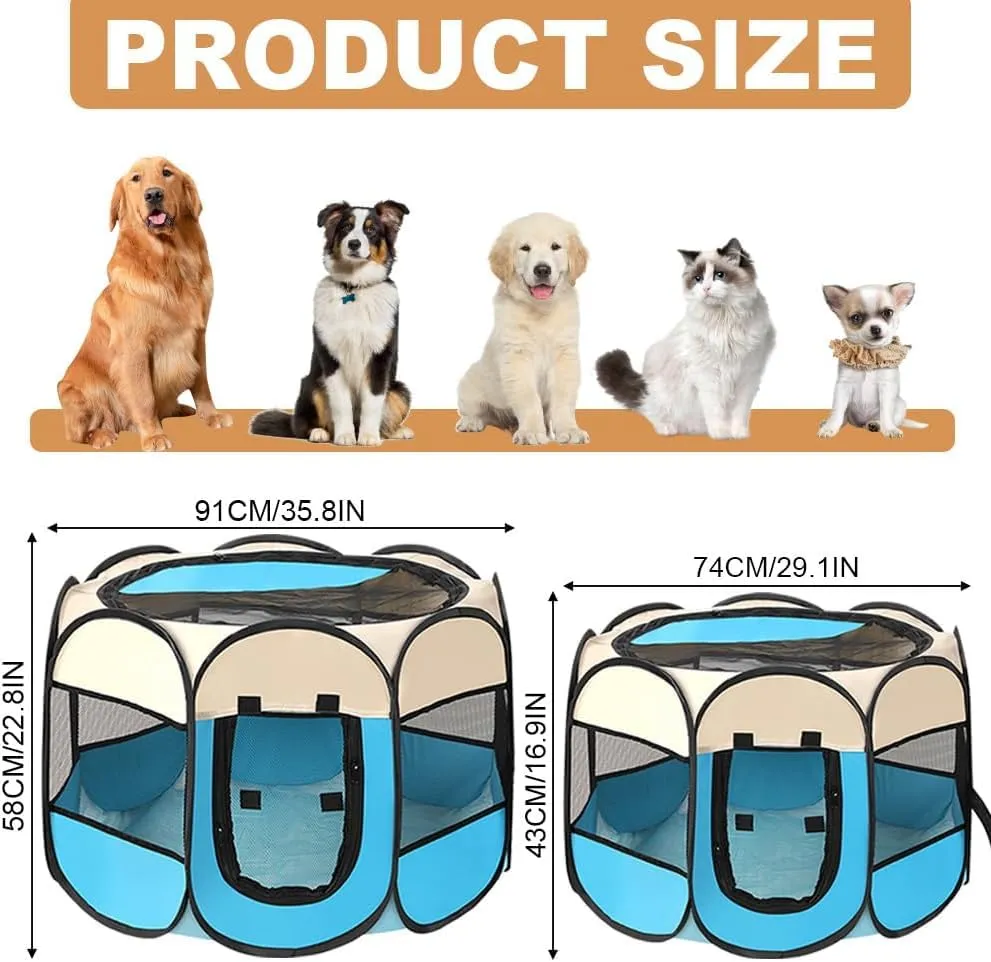 Lighterday Cucciolo Portatile che Corre,Box per Cane da Corsa Stabile Guscio Gatto Pieghevole,Cane Elastico in Tessuto Oxford Impermeabile,Cane Gabbia Per Gatto,Cane,Caneconiglio(Grigio,S,8) - immagine 4