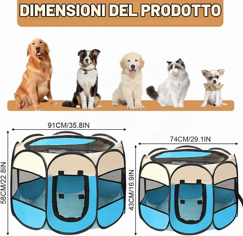 Lighterday Cucciolo Portatile che Corre,Box per Cane da Corsa Stabile Guscio Gatto Pieghevole,Cane Elastico in Tessuto Oxford Impermeabile,Cane Gabbia Per Gatto,Cane,Caneconiglio(Grigio,L,8) - immagine 4