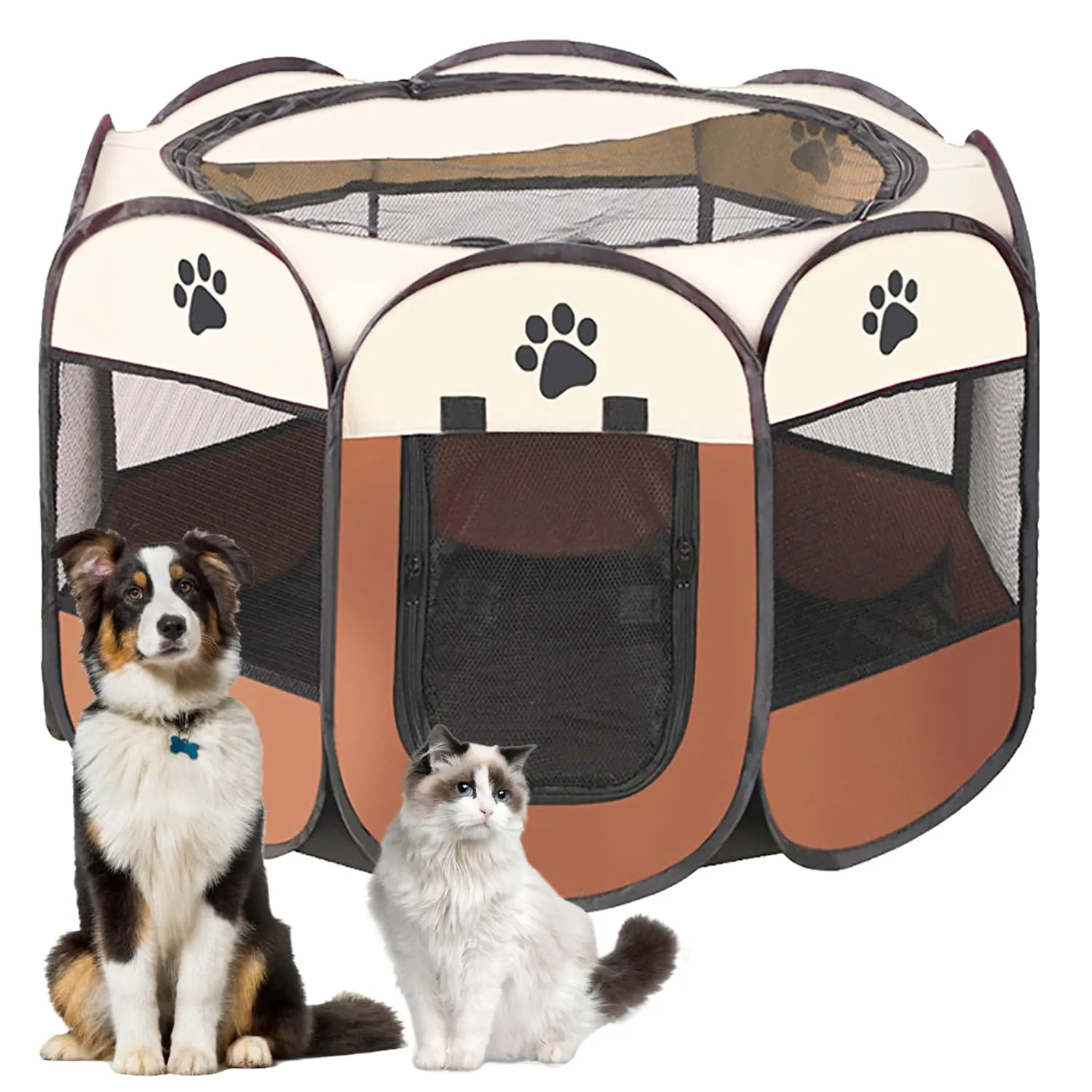 Lighterday Recinzione per cani (marrone, S, 8) - immagine 1